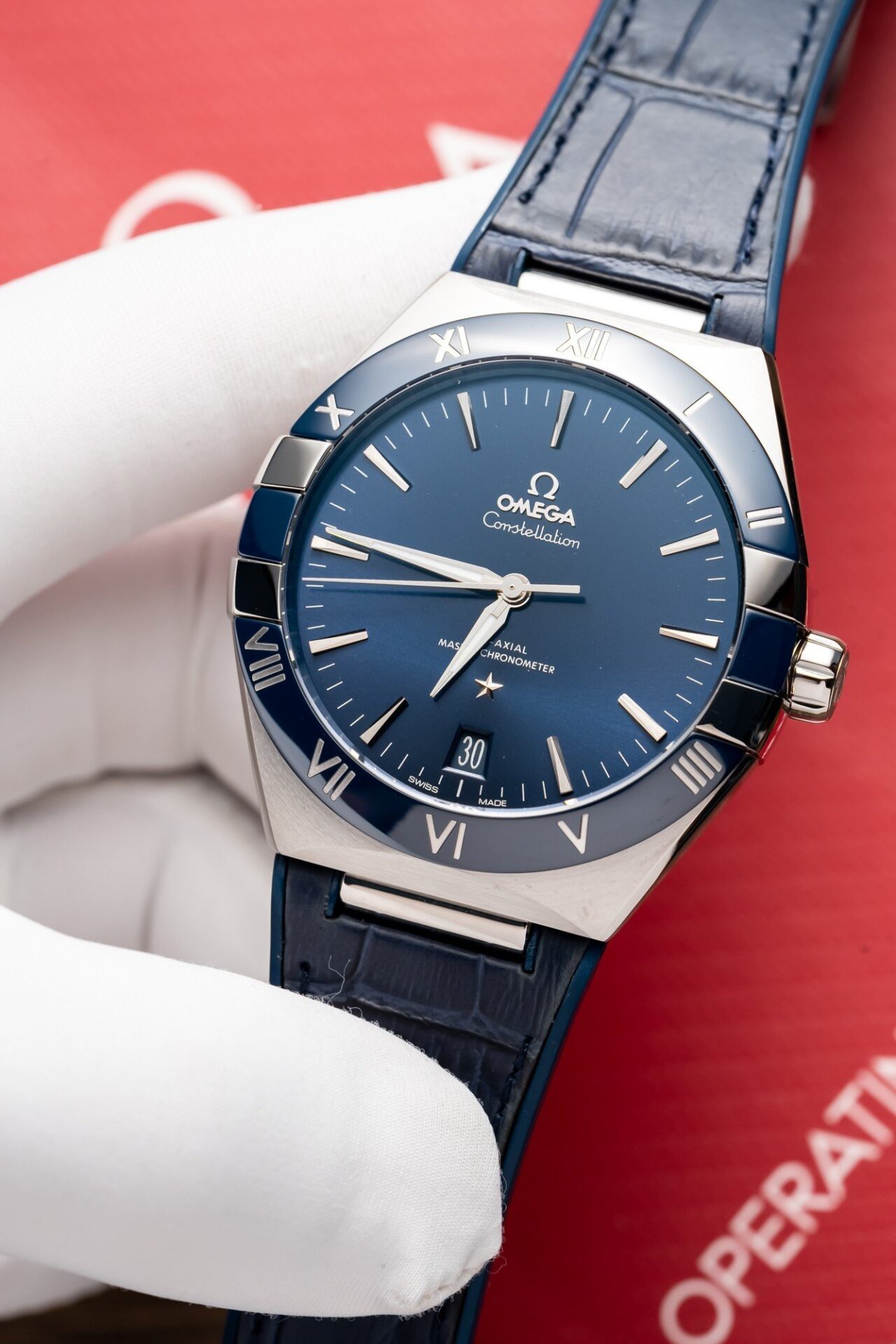 Omega Constellation Replica 11 Watch Blue Dial Leather Strap 41mm