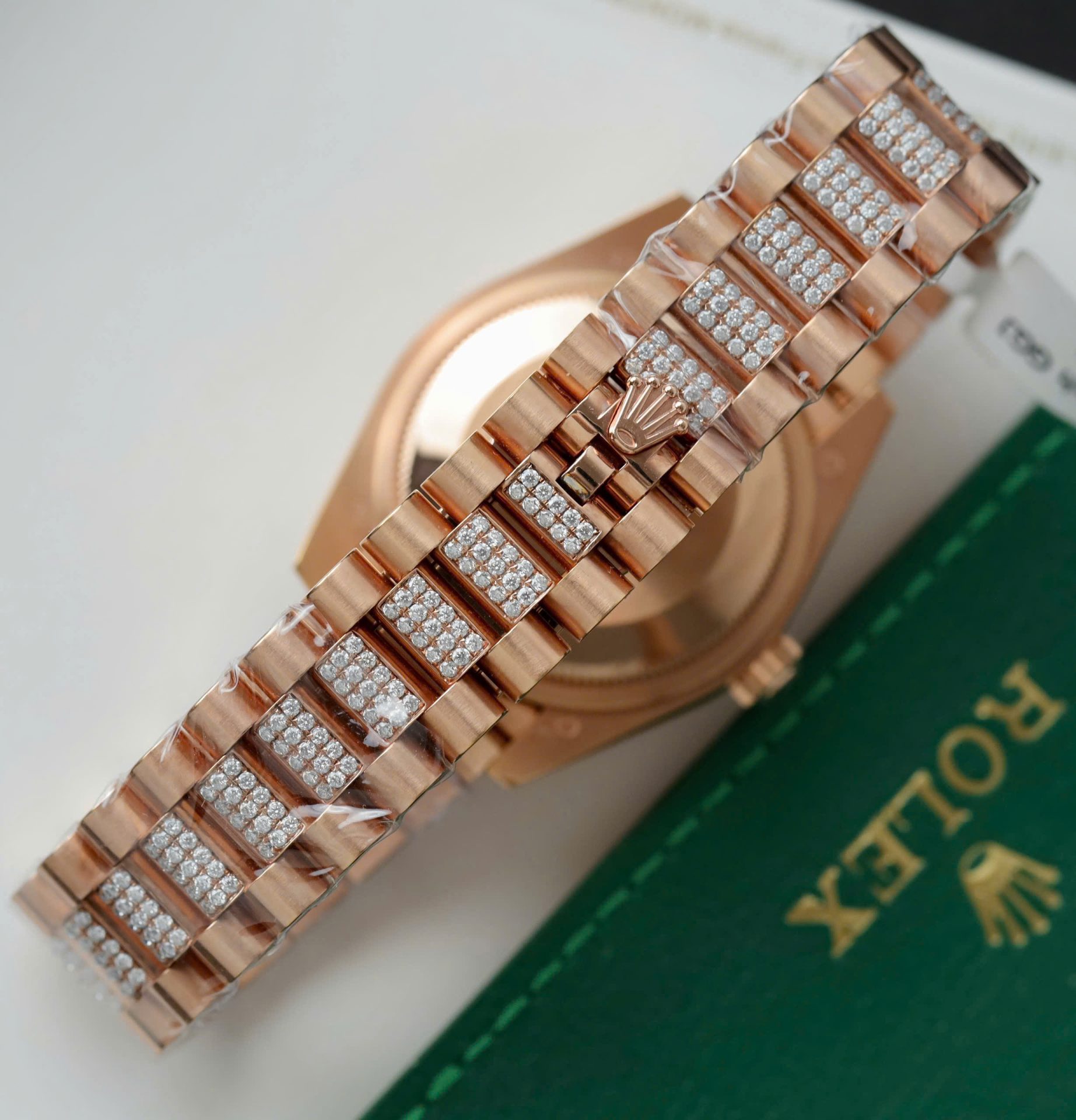 Rolex DateJust Women Dial Chocolate Copies Watches Custom Moissanite Diamonds + 18K Gold Wrapped 31mm
