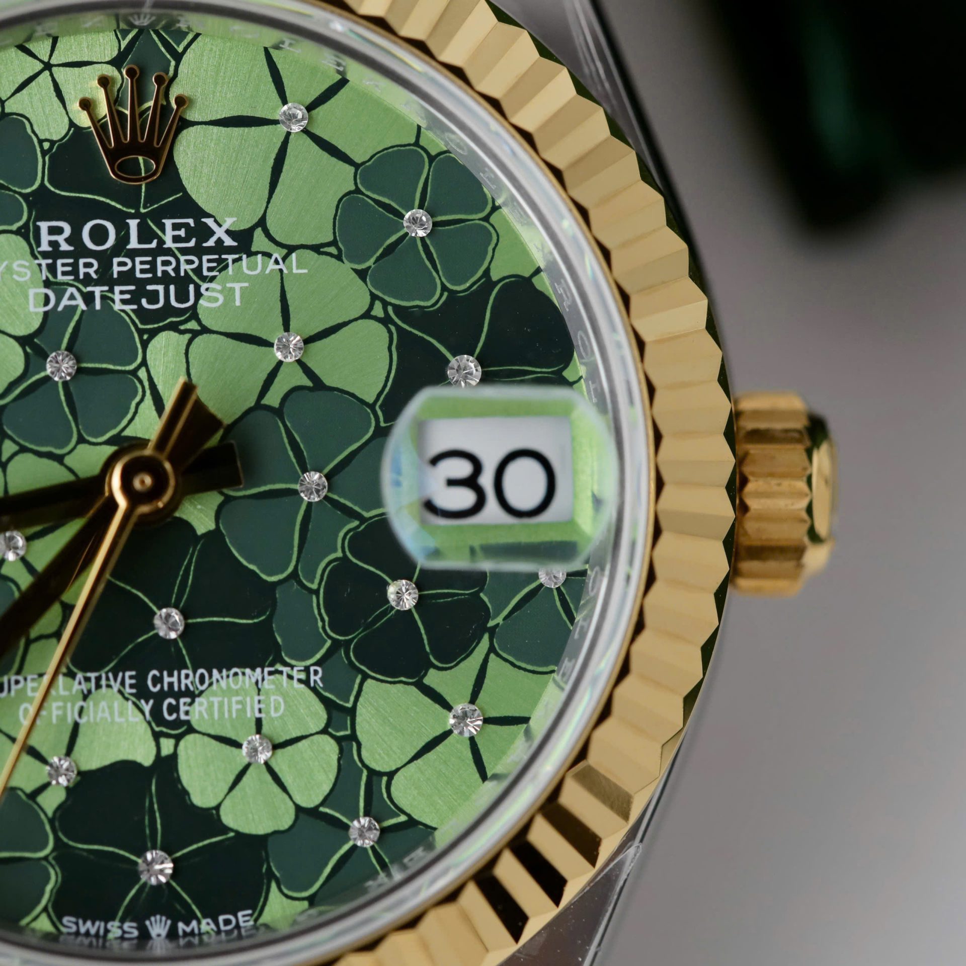 Rolex DateJust Replica Watch Women Green Flower Dial THB Factory 31mm