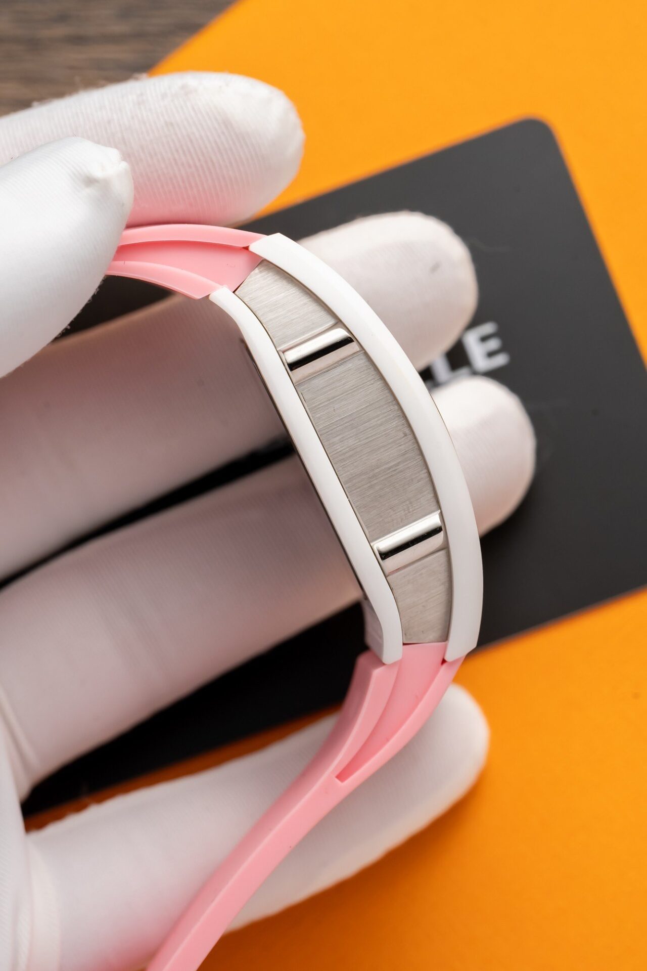 Richard Mille RM07-01 Ceramic Best Replica Watch Pink Rubber Strap 36mm