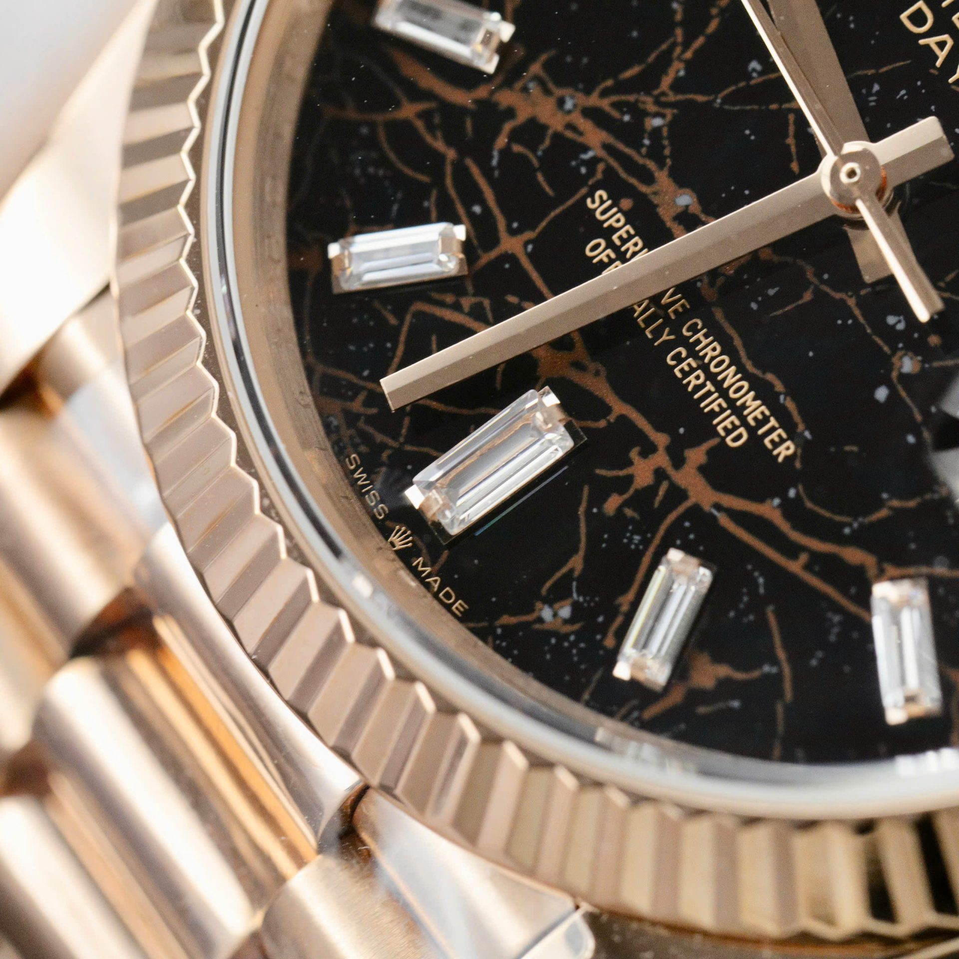 Rolex Day-Date Eisenkiesel Dial Copies Watch 18K Gold Wrapped Custom QF 36mm