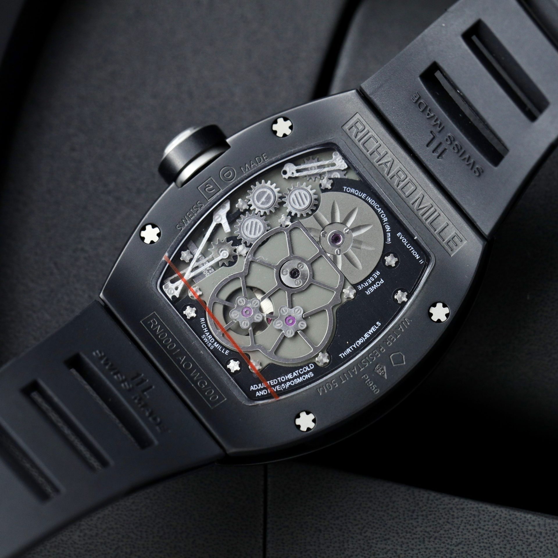 Richard Mille Replica Watch RM001 Tourbillon Black Ceramic 42mm