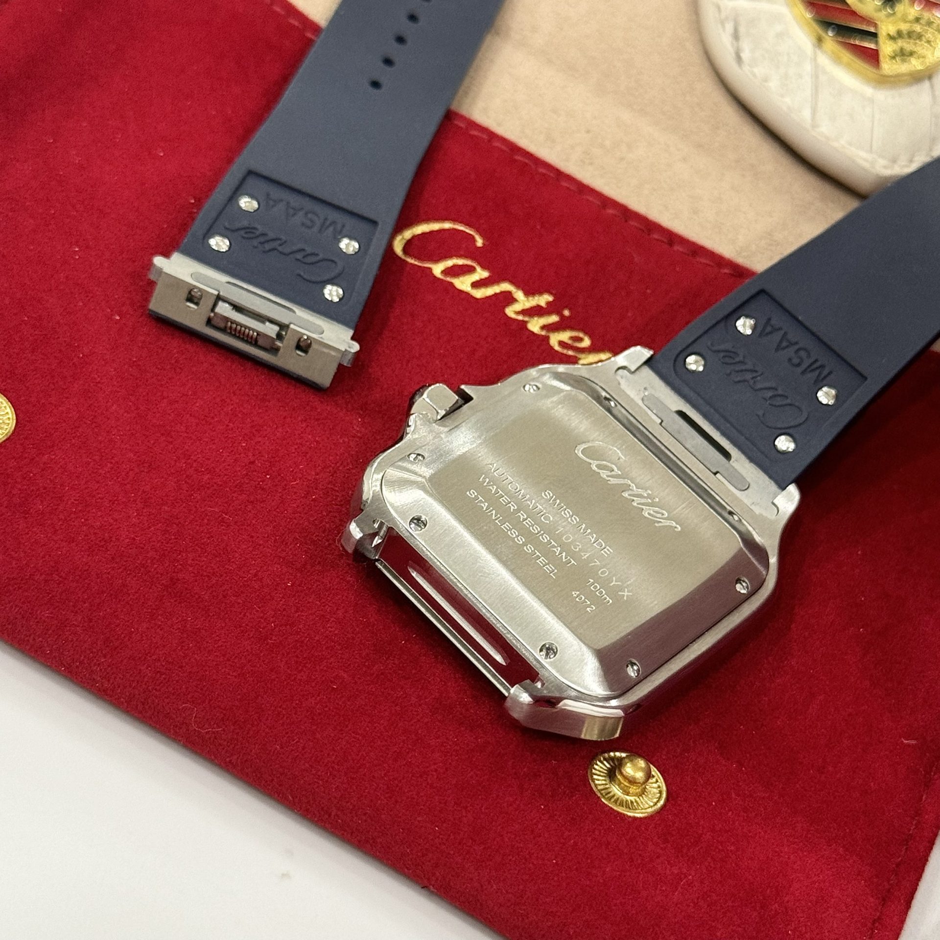 Cartier Santos Replica 1:1 Watch Rubber Blue Strap BV Factory 39.8mm