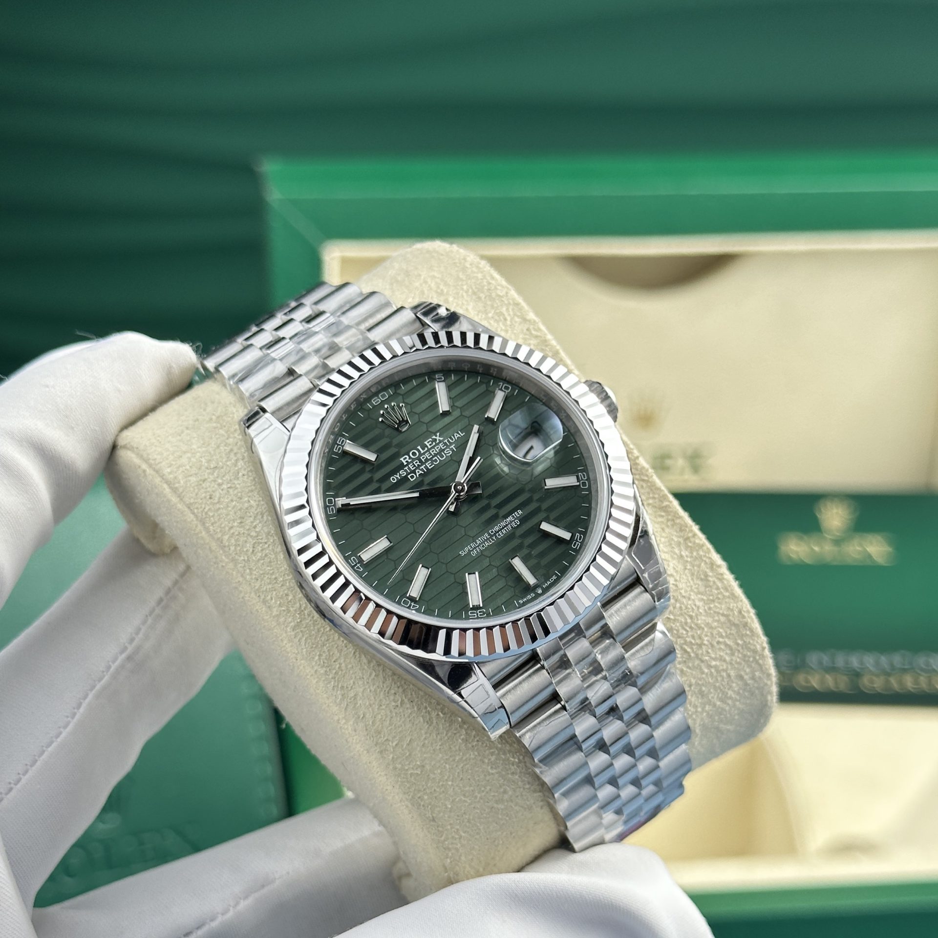 Rolex Replica Watch DateJust 126334 Green Motif Dial VS Factory 41mm