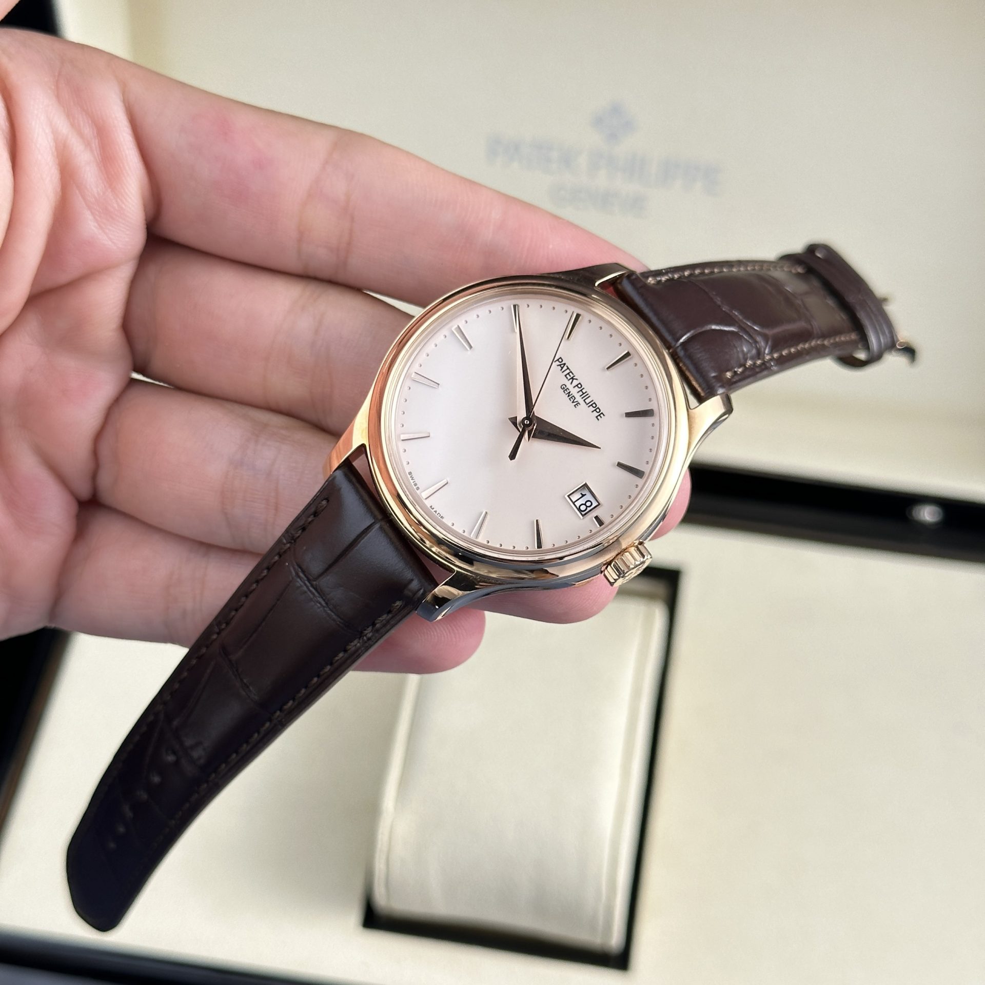 Patek Philippe Replica Watches Calatrava 5227R Leather Strap 3K Factory 39mm