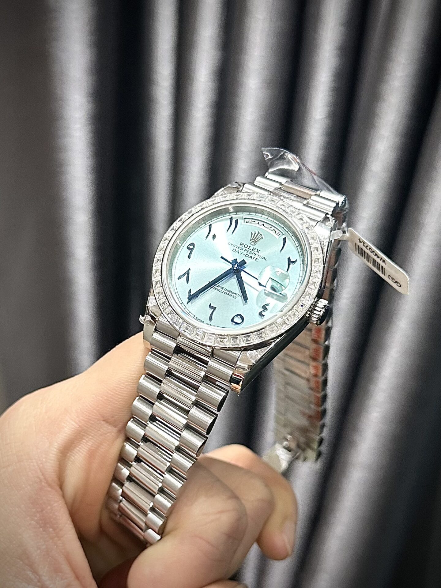 Rolex Day-Date Replica Watch Ice Blue Dial Number Pile Arabic GM Factory 40mm