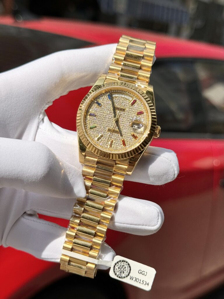 Rolex Day-Date Solid Gold Wrapped Replica Watch With Moissanite 40mm