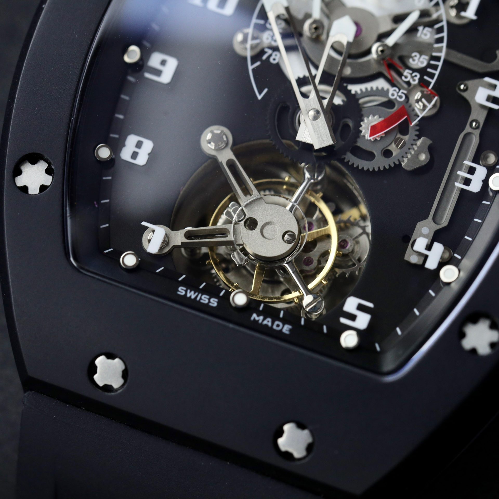 Richard Mille Replica Watch RM001 Tourbillon Black Ceramic 42mm