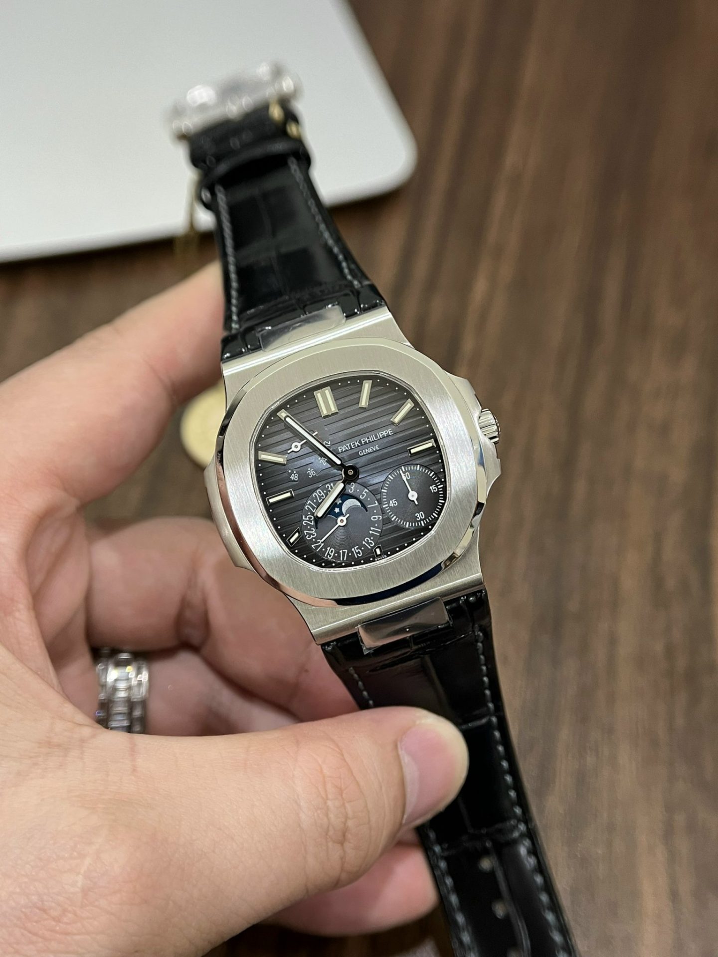 Patek Philippe Replica Watch Nautilus 5712 Blue Dial Leather Strap PPF Factory 40mm