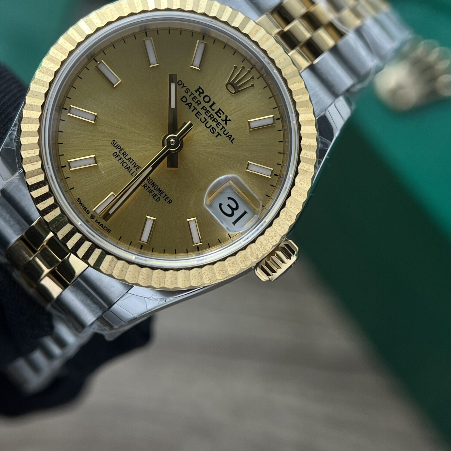 Rolex DateJust Fake Watch Yellow Dial Jubilee Strap 31mm