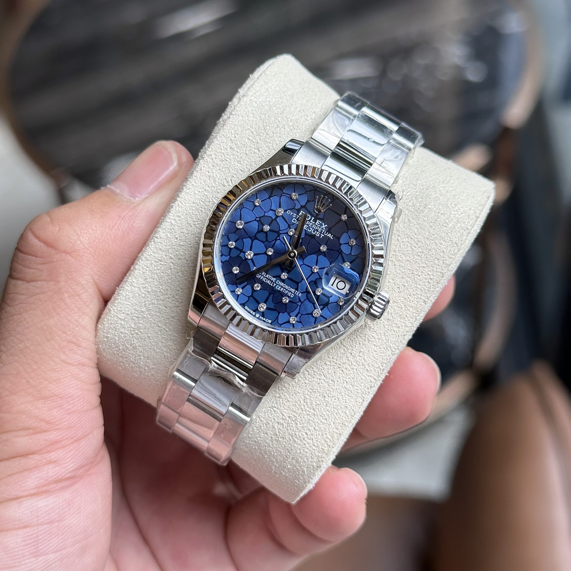 Rolex DateJust Replica Women s Watch 11 Blue Leaf Dial 31mm