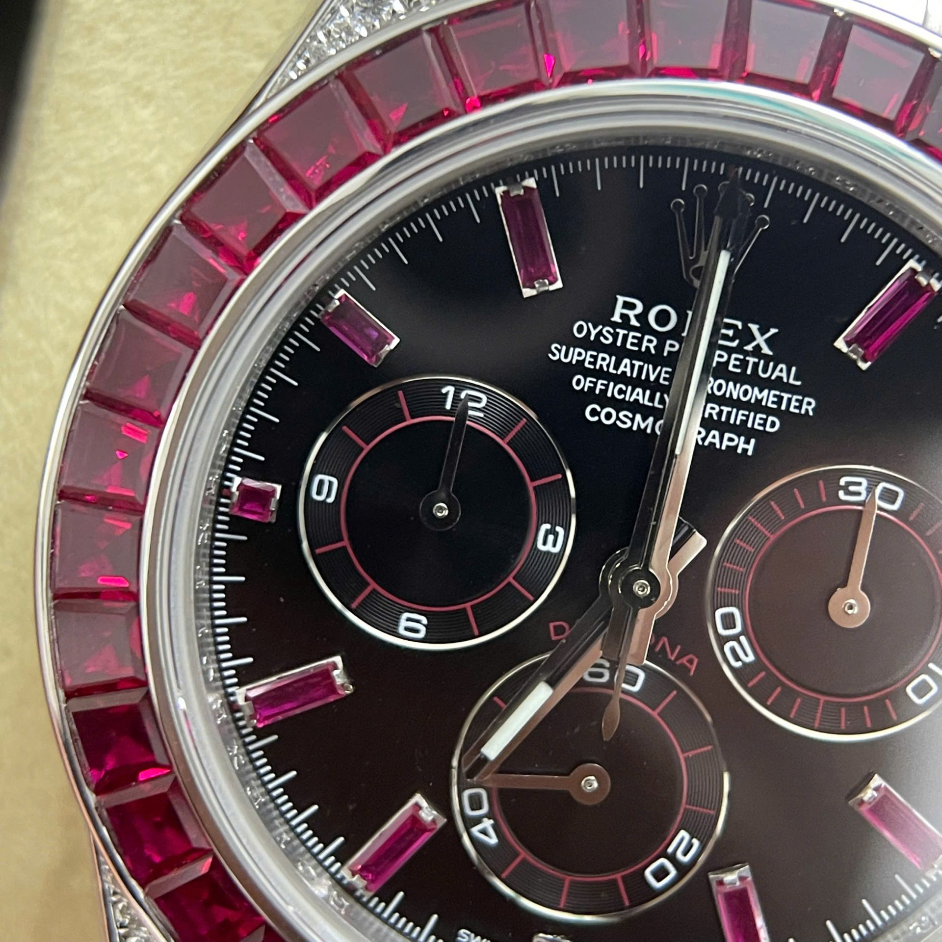 Rolex Daytona 126599TRU Replica Watch 18K Solid Gold + Natural Ruby + Natural Diamonds Custom 40mm