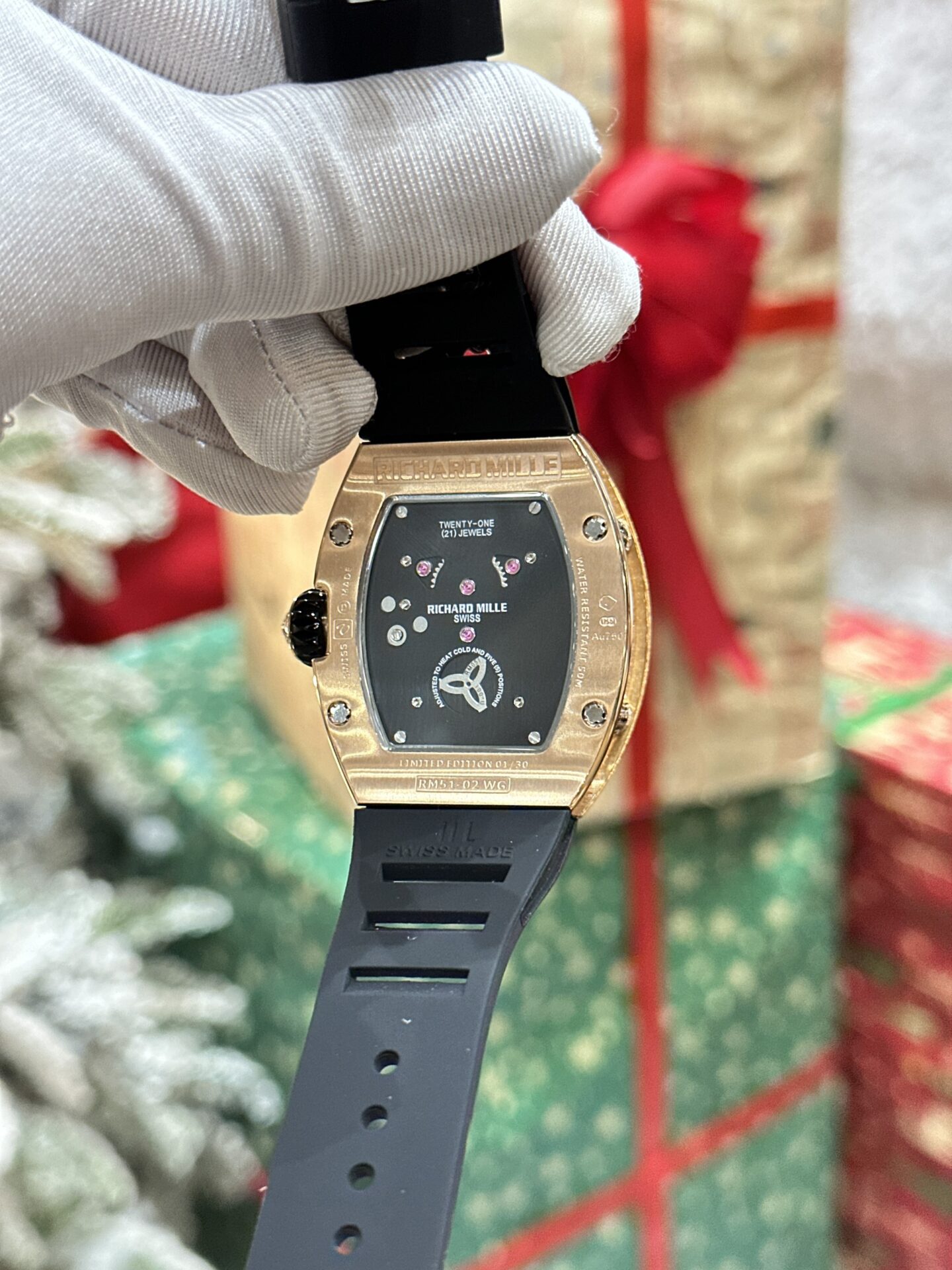 Richard Mille Replica Watch RM51-02 Rose Gold Rubber Strap 40mm