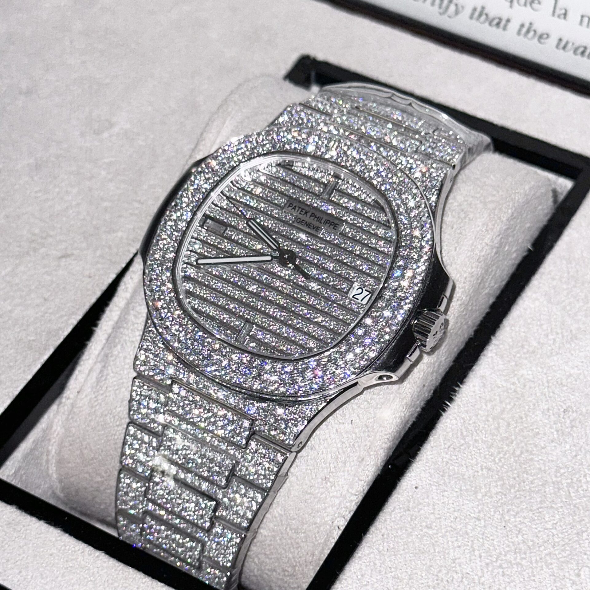 Patek Philippe Nautilus 5719 Best Replica Watch Custom Full Moissanite Diamonds 40mm
