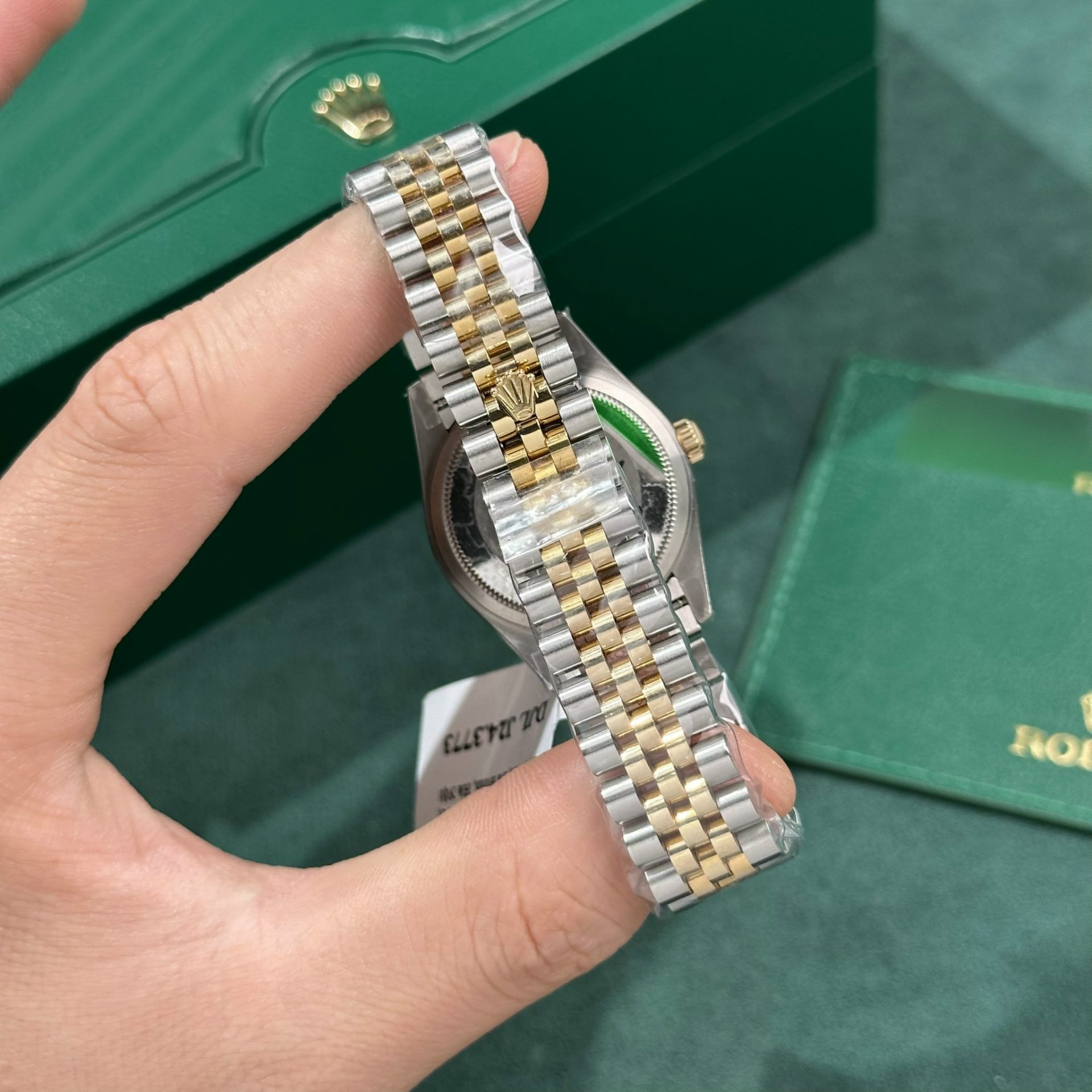 Rolex Replica Watch DateJust Gold Wrapped Green Dial GM Factory 31mm