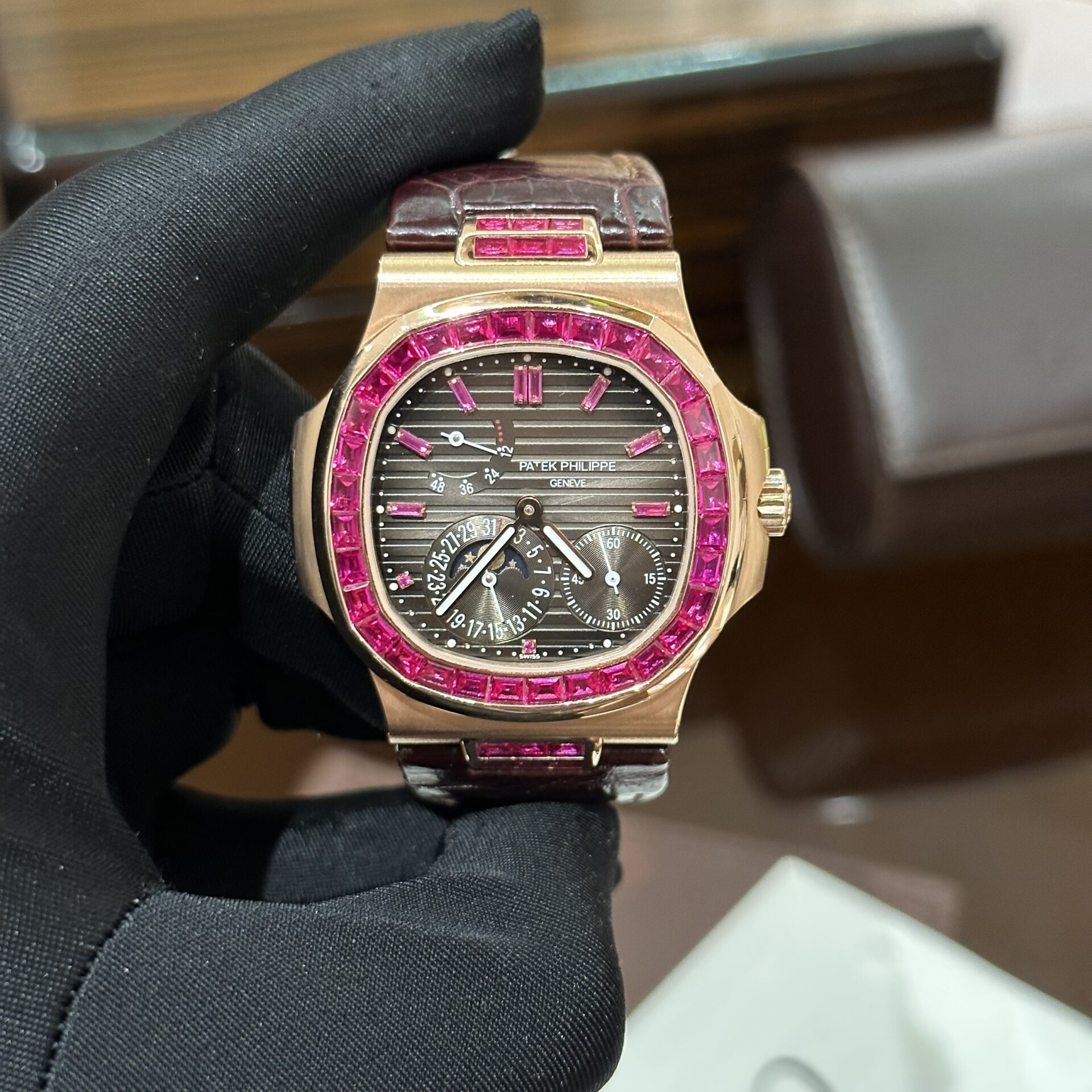 Patek Philippe Nautilus 5724 Gold Wrapped With Ruby Bezel 40mm