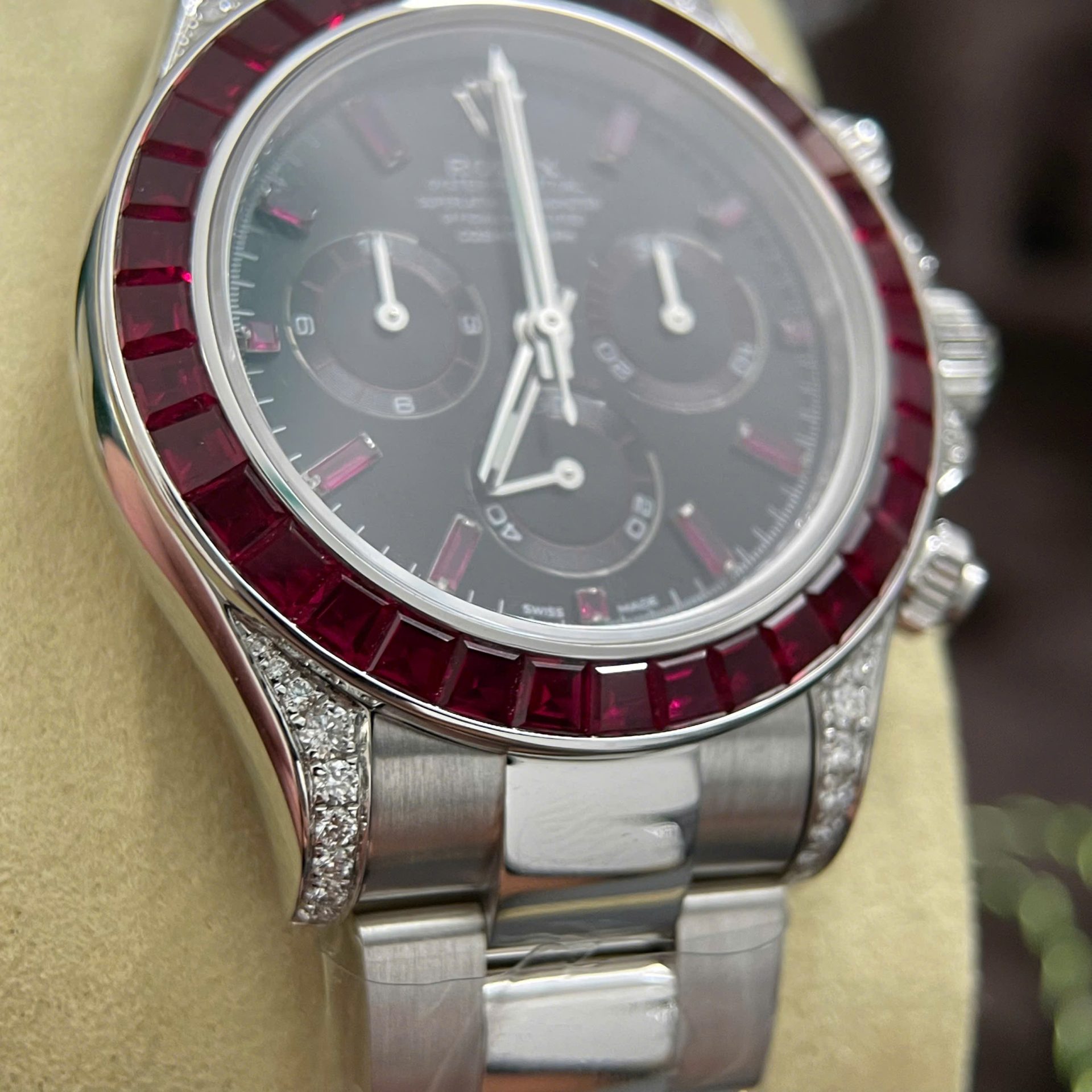 Rolex Daytona 126599TRU Replica Watch 18K Solid Gold + Natural Ruby + Natural Diamonds Custom 40mm