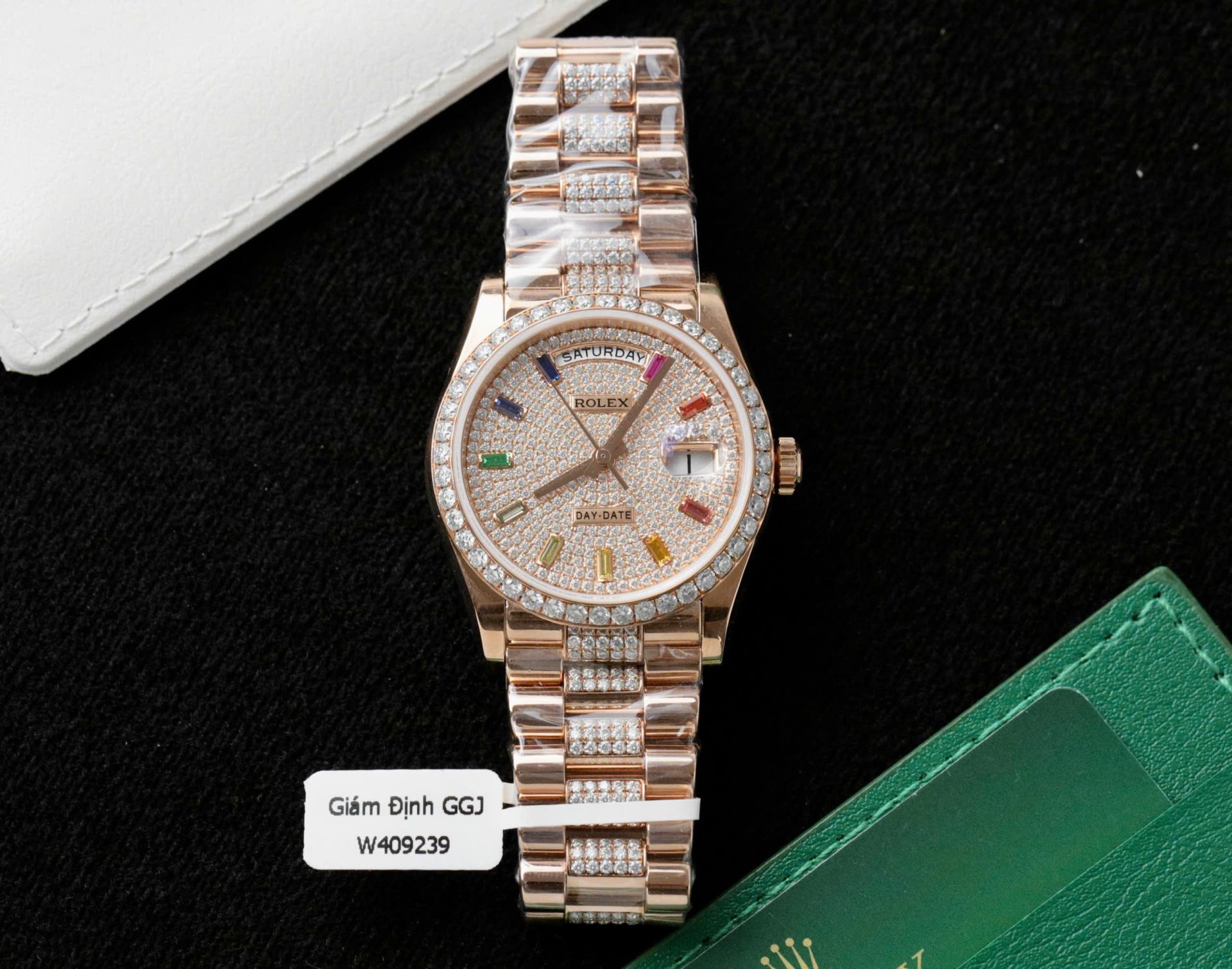 Rolex Day-Date 128395TBR Refined 18K Gold Wrapped   Moissanite Diamonds Best Replicas 36mm