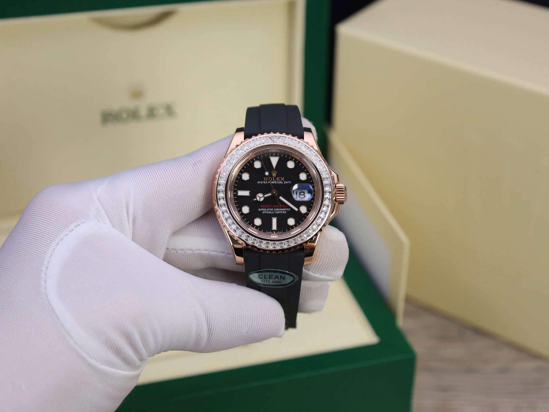 Rolex Yacht-Master Custom Gold Wrapped With Moissanite Baguette Diamond Hong Kong 40mm