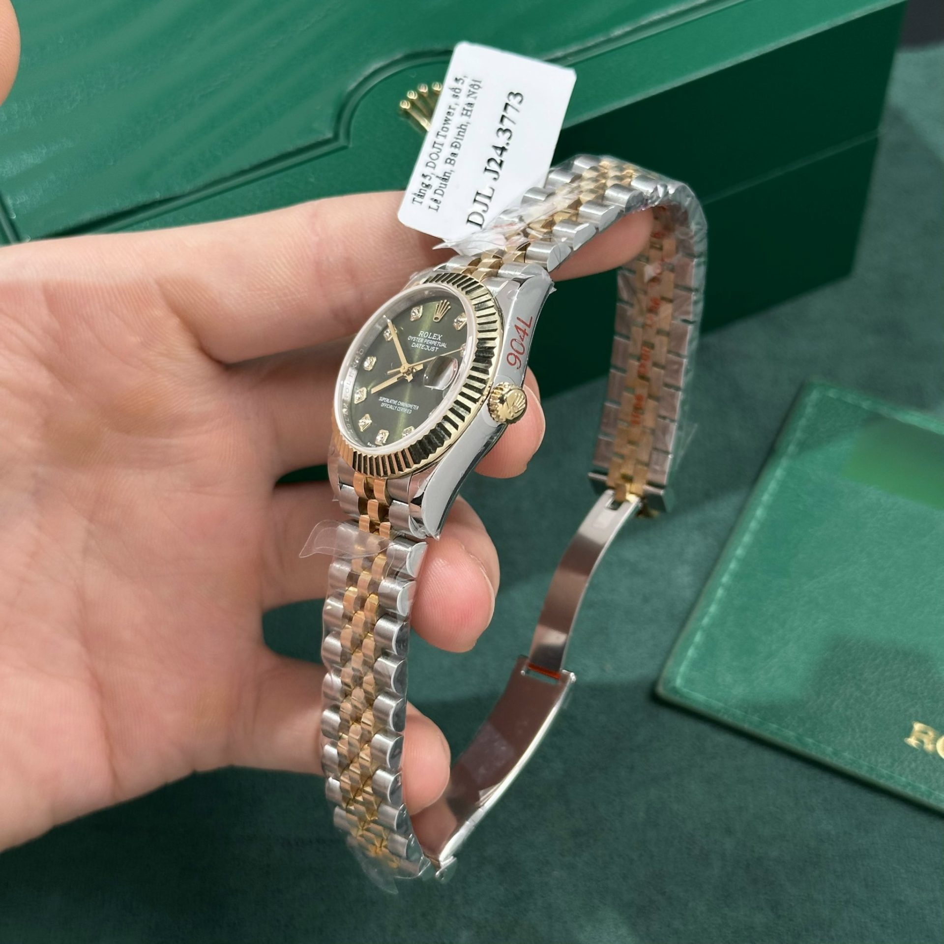 Rolex Replica Watch DateJust Gold Wrapped Green Dial GM Factory 31mm
