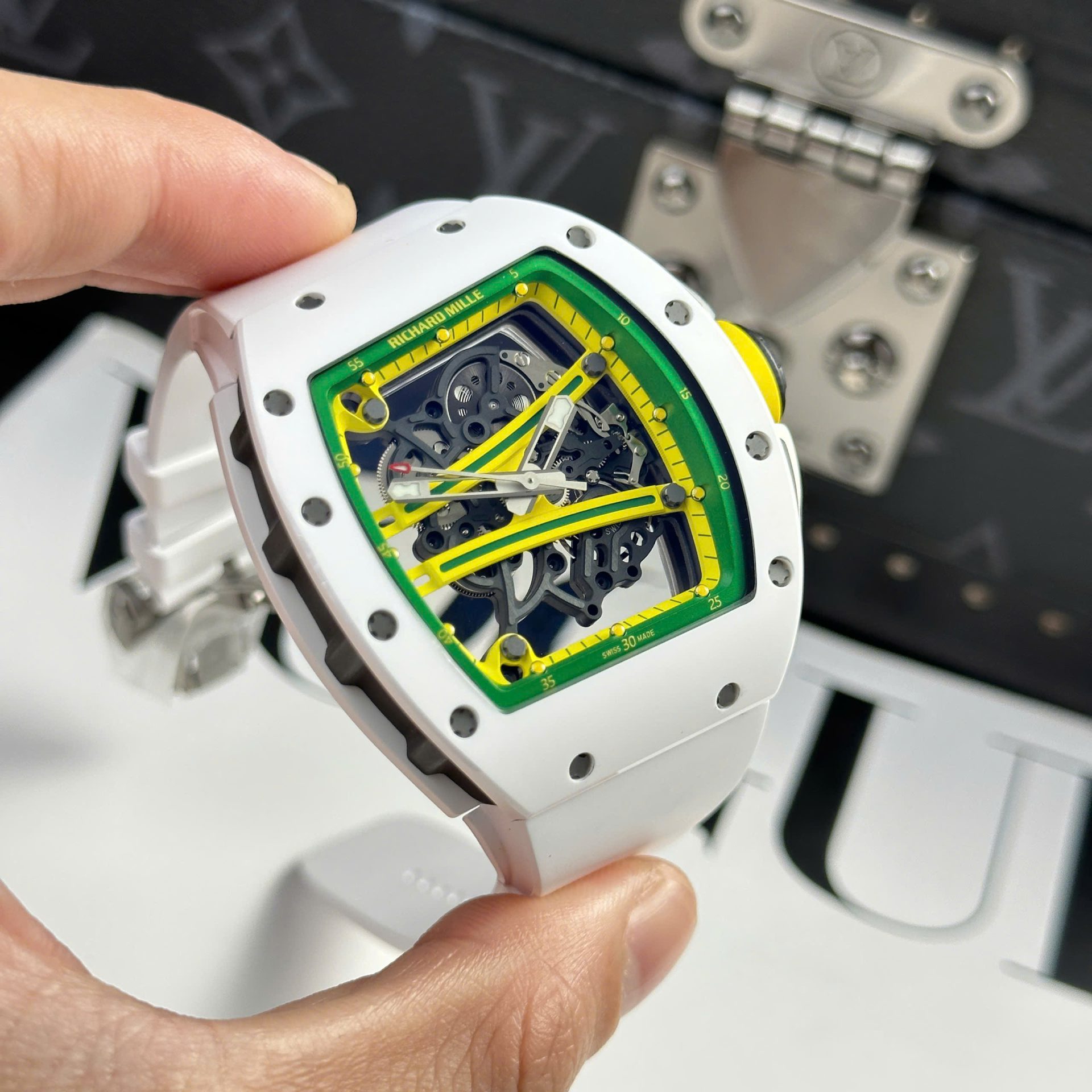 Richard Mille Best Copies Watch RM61-01 Manual Winding Yohan Blake Ceramic White ZF 42.7 50.23mm