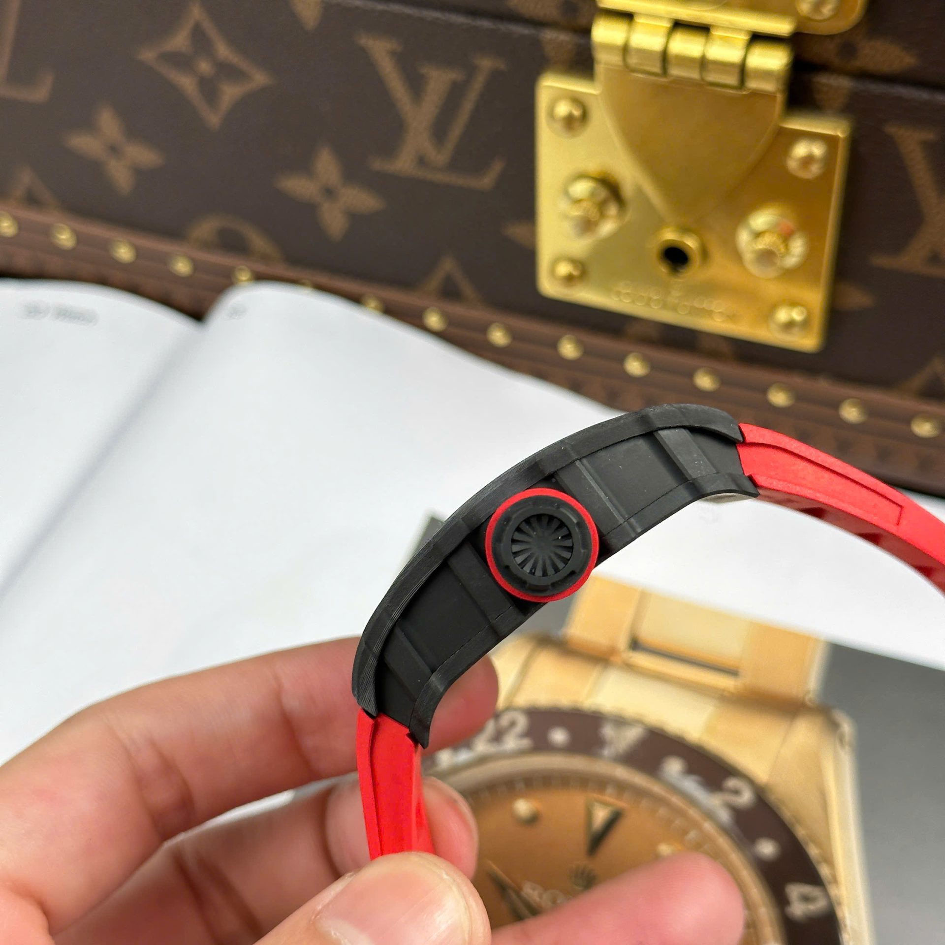 Richard Mille RM35-02 Rafael Nadal Carbon Replica Watches Red ZF Factory 44mm