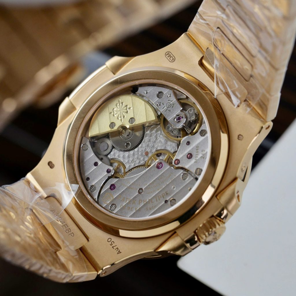 Patek Philippe Nautilus 5724R Gray Dial Replica Watch Gold Wrapped + Moissanite Diamonds PPF 40mm