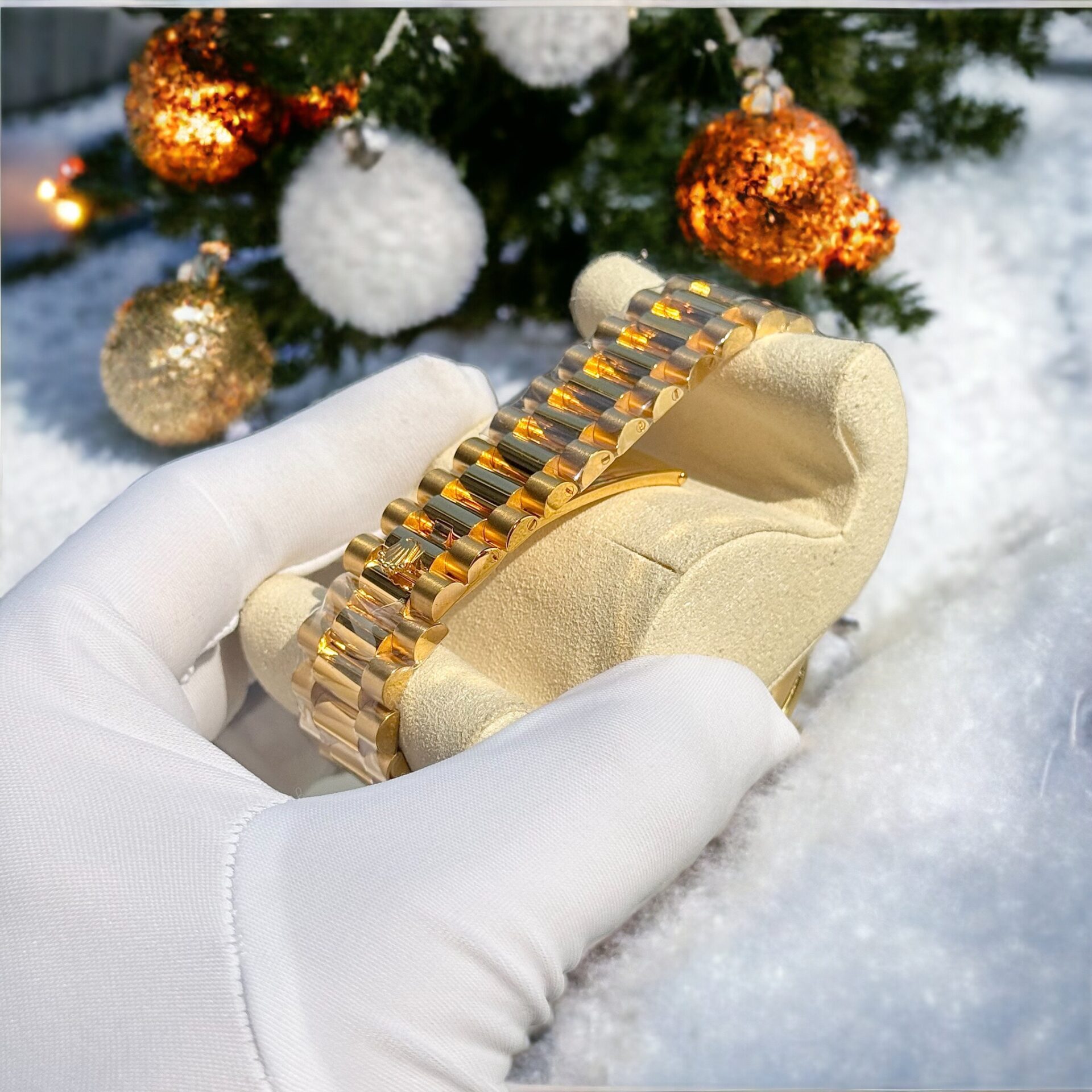 Rolex Day-Date 228238 Replica Watch 18K Gold Wrapped Moissanite Bezel GM 40mm