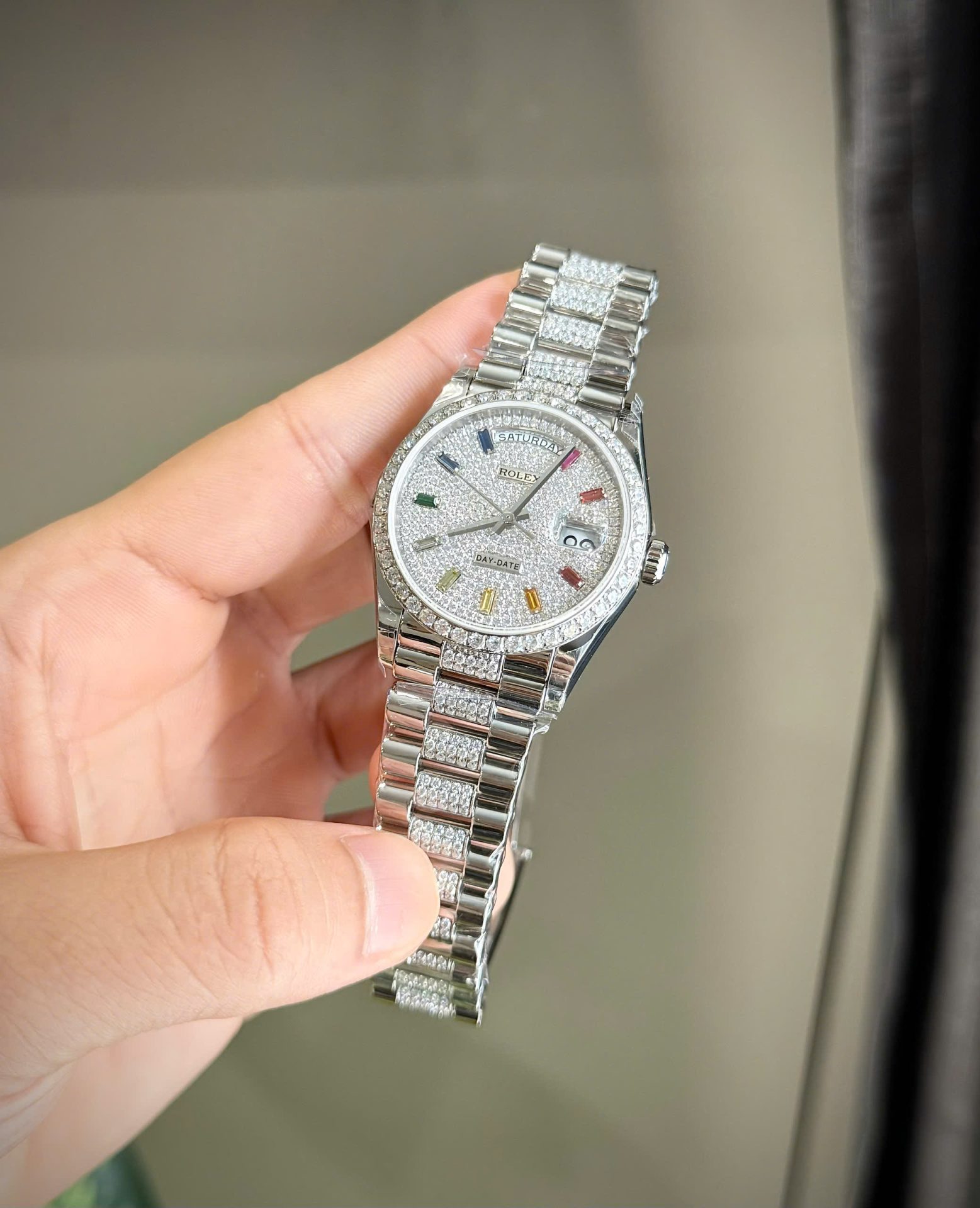 Rolex Day-Date Best Replica Watch Custom Moissanite Diamonds 36mm