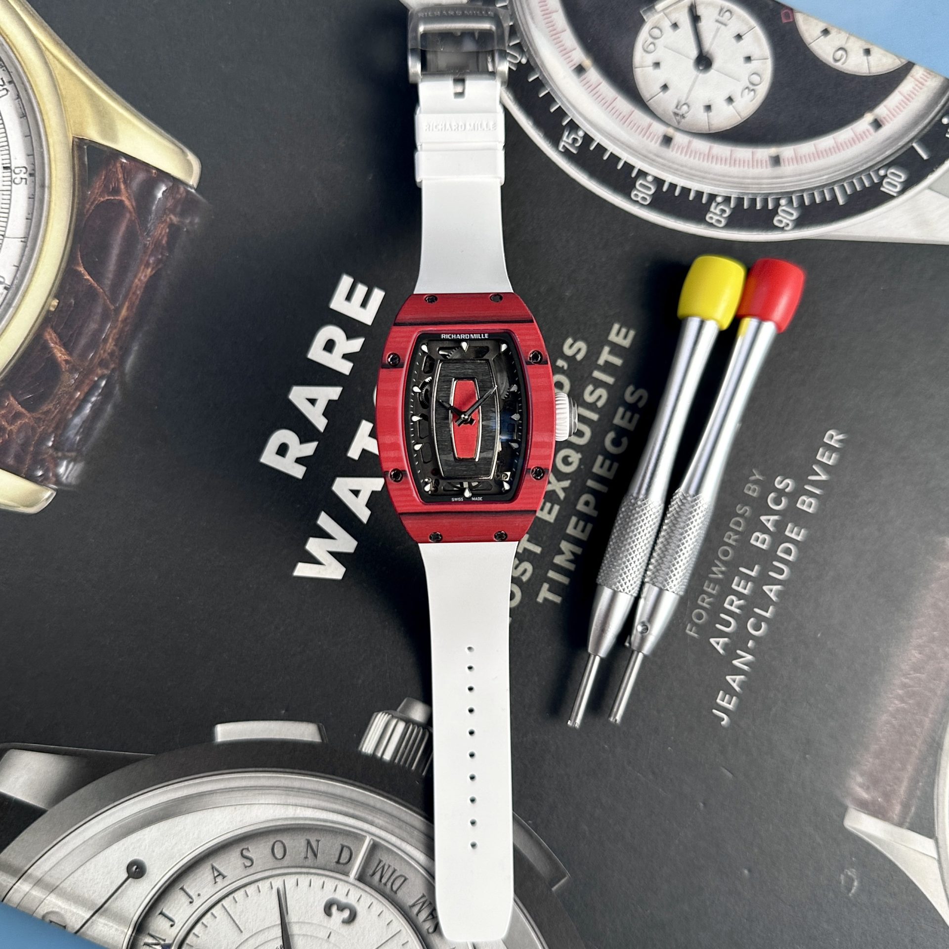 Richard Mille Best Replica Watch RM07-01 Red Carbon Rubber Strap 32x46mm