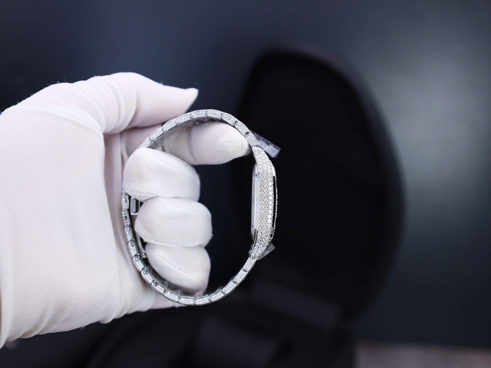 Cartier Santos Custom With Full Diamond Moissanite Hong Kong 35mm