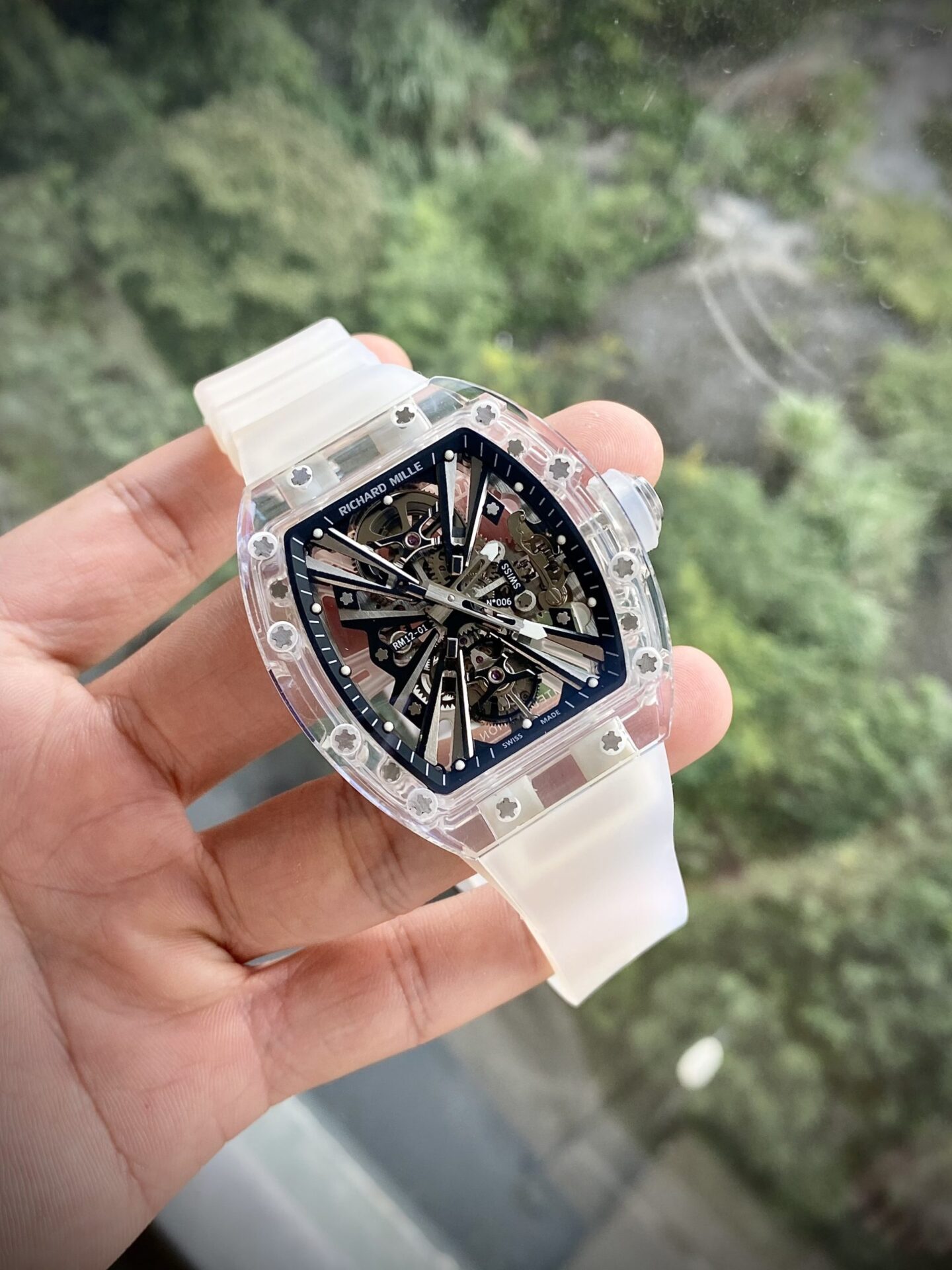 Richard Mille Replica Watch RM12-01 Tourbillon Sapphire Rubber Strap 44mm
