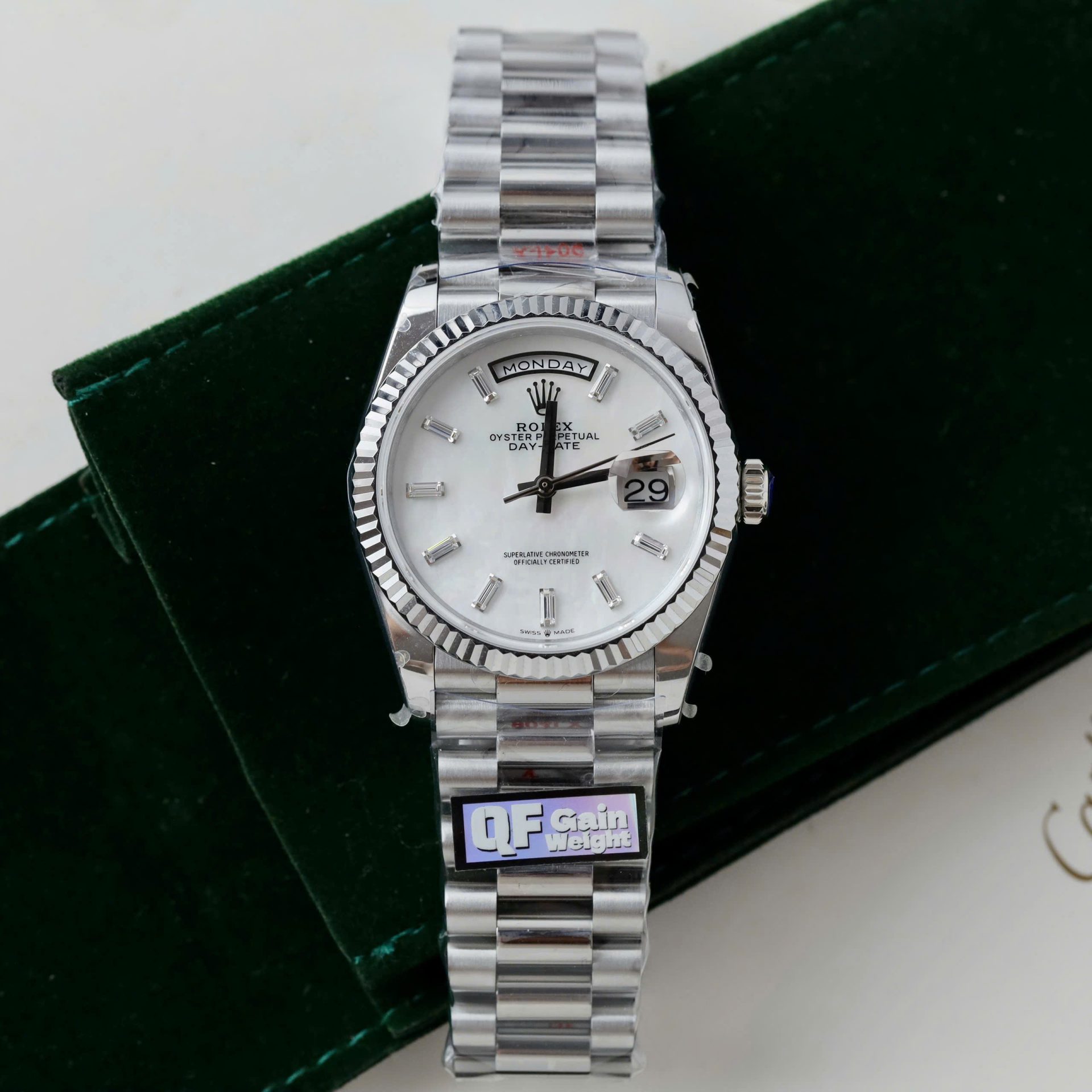 Rolex Day-Date 128236 MOP Dial Copies Watches Weight 158gram QF Factory 36mm