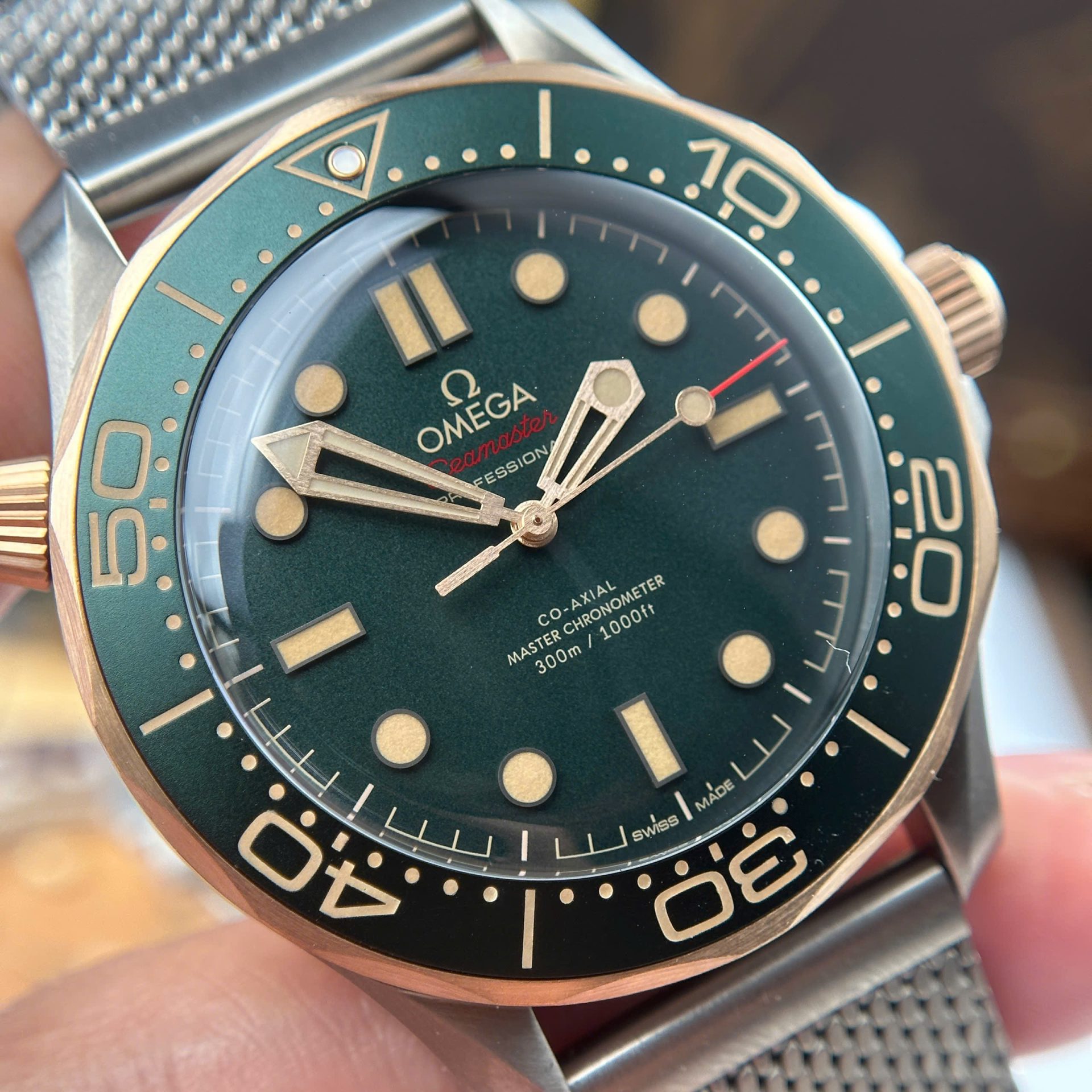 Omega Seamaster Driver 300 Replica Watch Green Dial Demi Bezel Full Set VS Factory 42mm