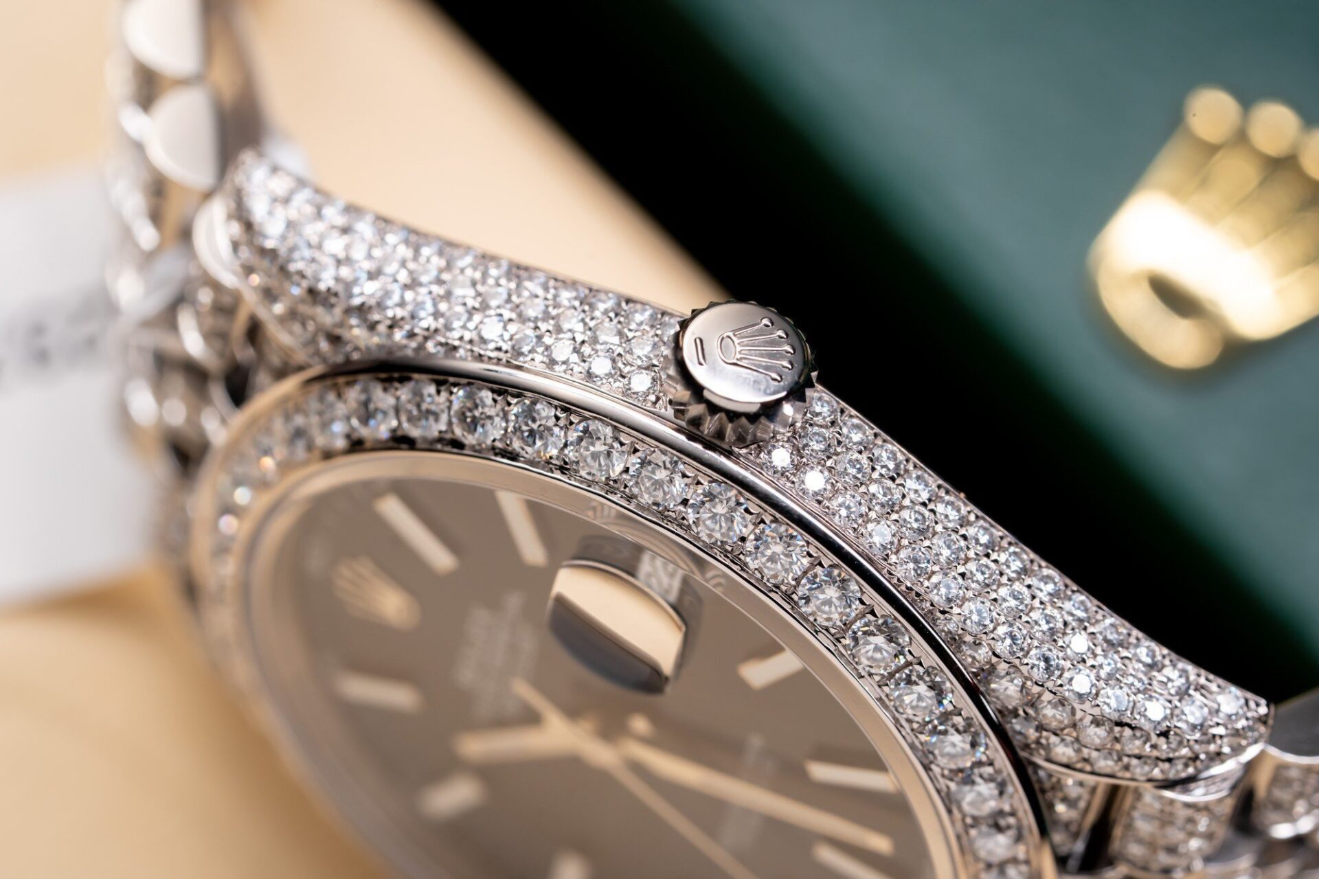 Rolex DateJust 126334 Replica Watch Blue Dial Full Diamond Moissanite 41mm