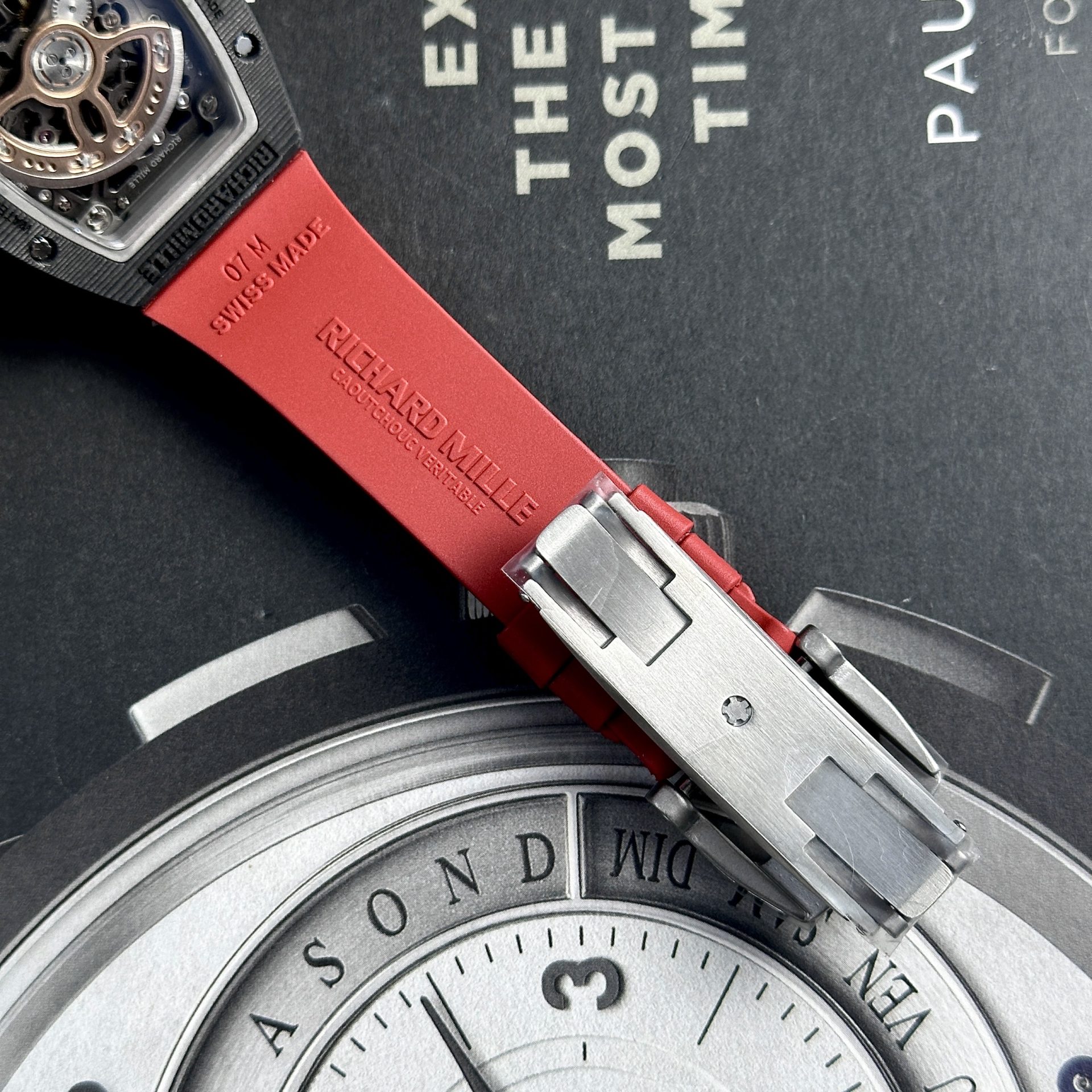 Richard Mille Replica Watch RM07-01 Black Carbon Rubber Strap 32x46mm