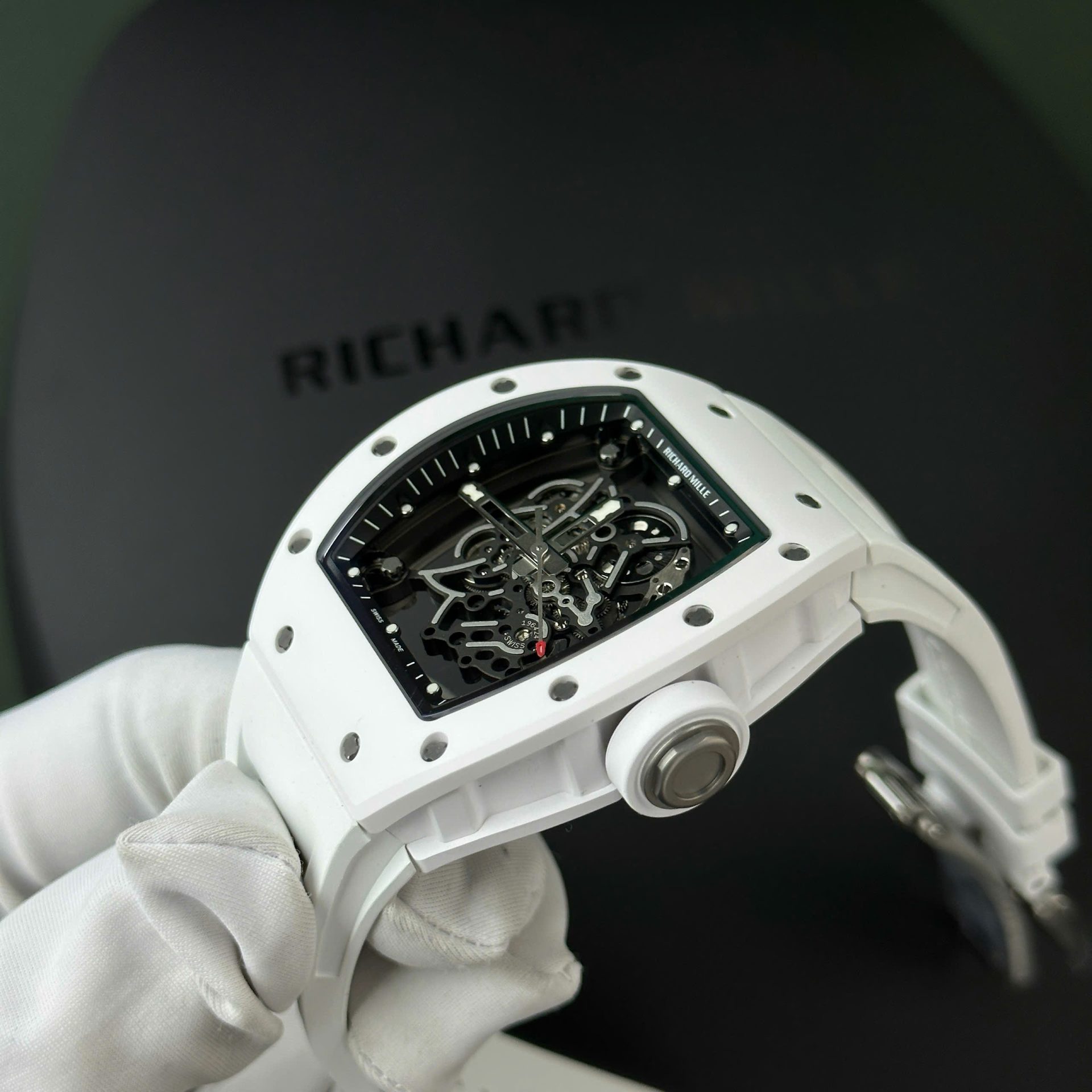 Richard Mille Best Replica Watch RM055 White Ceramic Rubber Strap ZF Factory 45mm