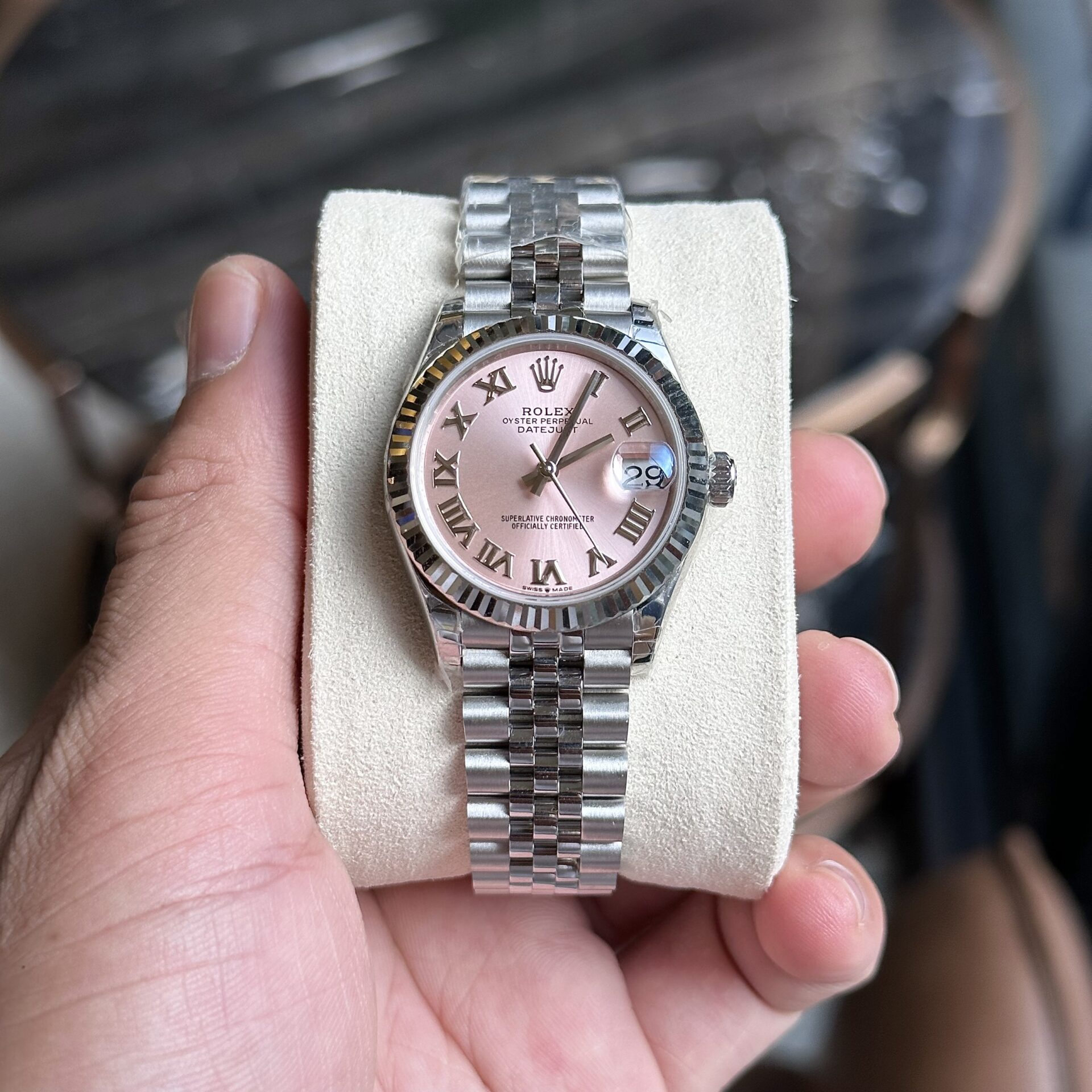 Rolex DateJust Pink Dial Replica Women s Watch Roman Numerals EW 31mm