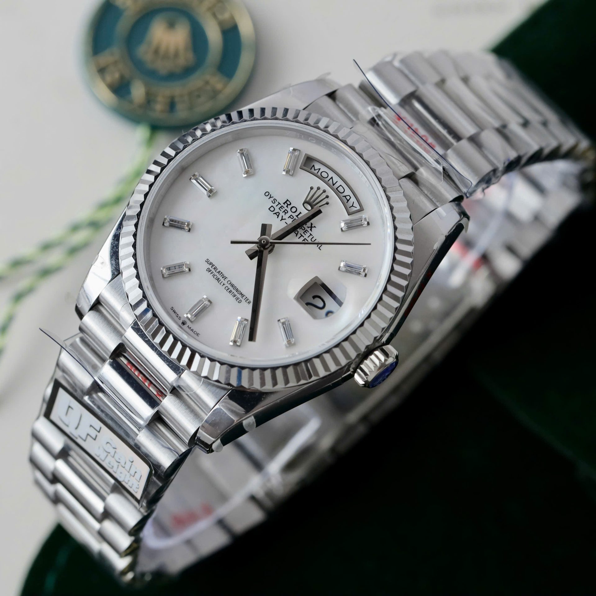 Rolex Day-Date 128236 MOP Dial Copies Watches Weight 158gram QF Factory 36mm