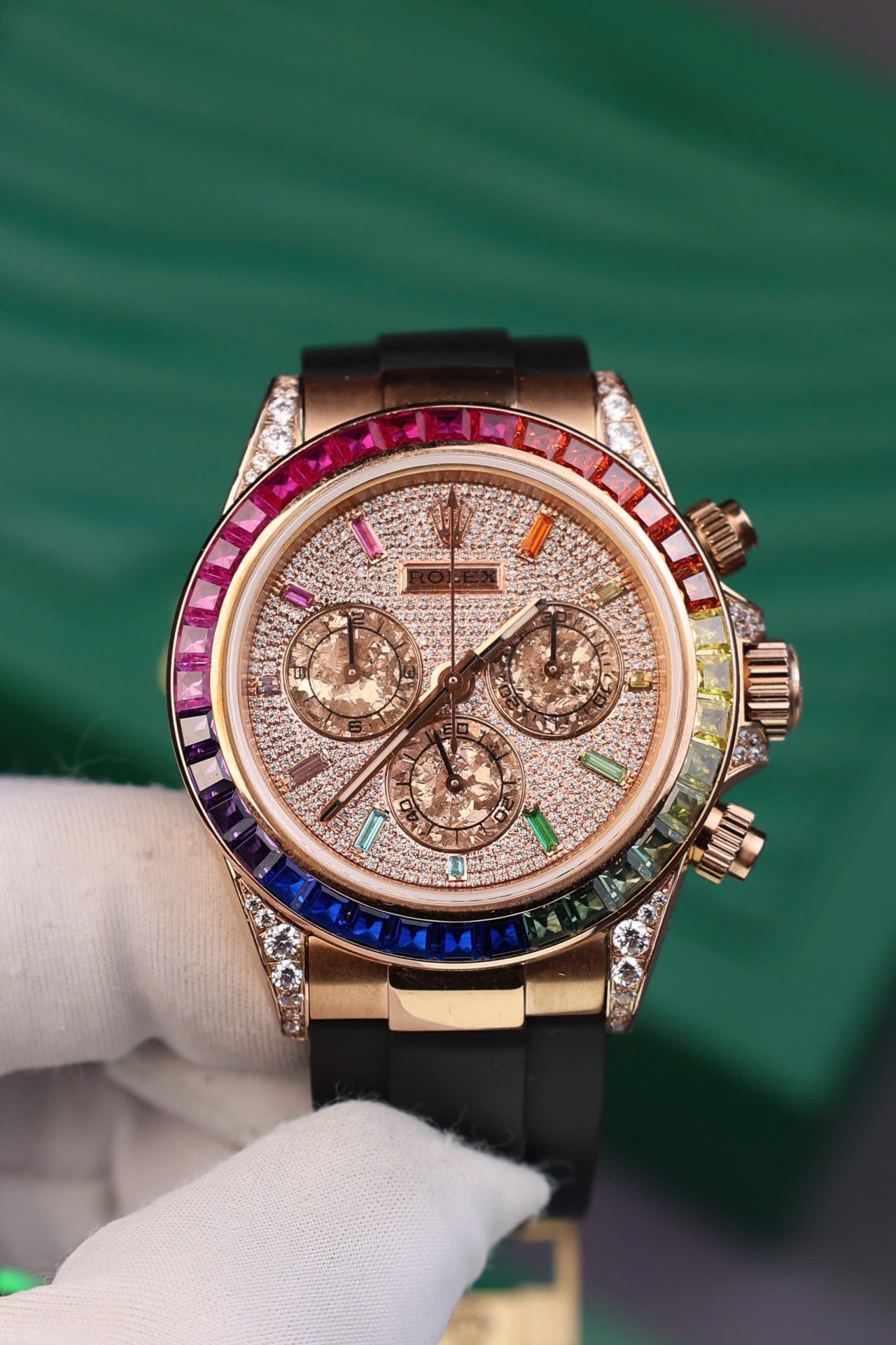 Rolex Daytona Rainbow Copies Watch Rubber Strap MS Factory 40mm