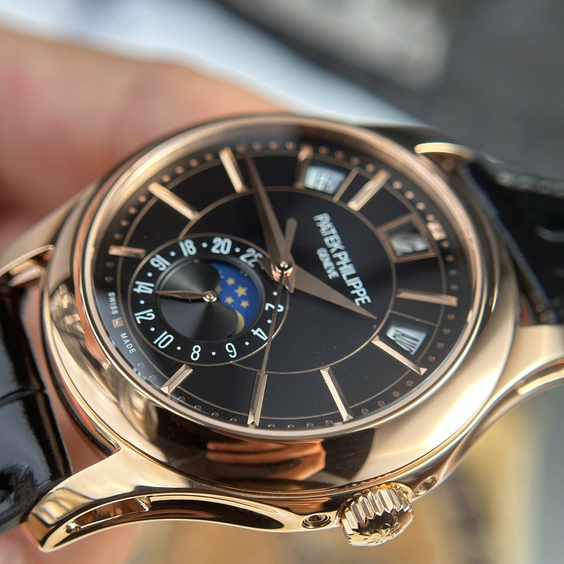 Patek Philippe Complications 5205R Replica Watch Black Dial Rose Gold 40mm