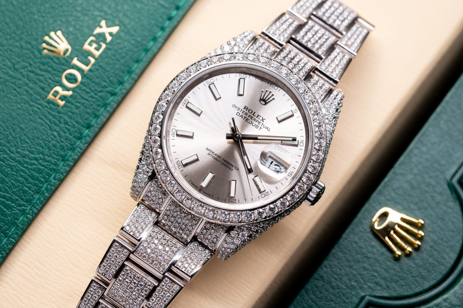 Rolex Datejust 126334 Best Replica Watch With Full Diamond Moissanite 41mm