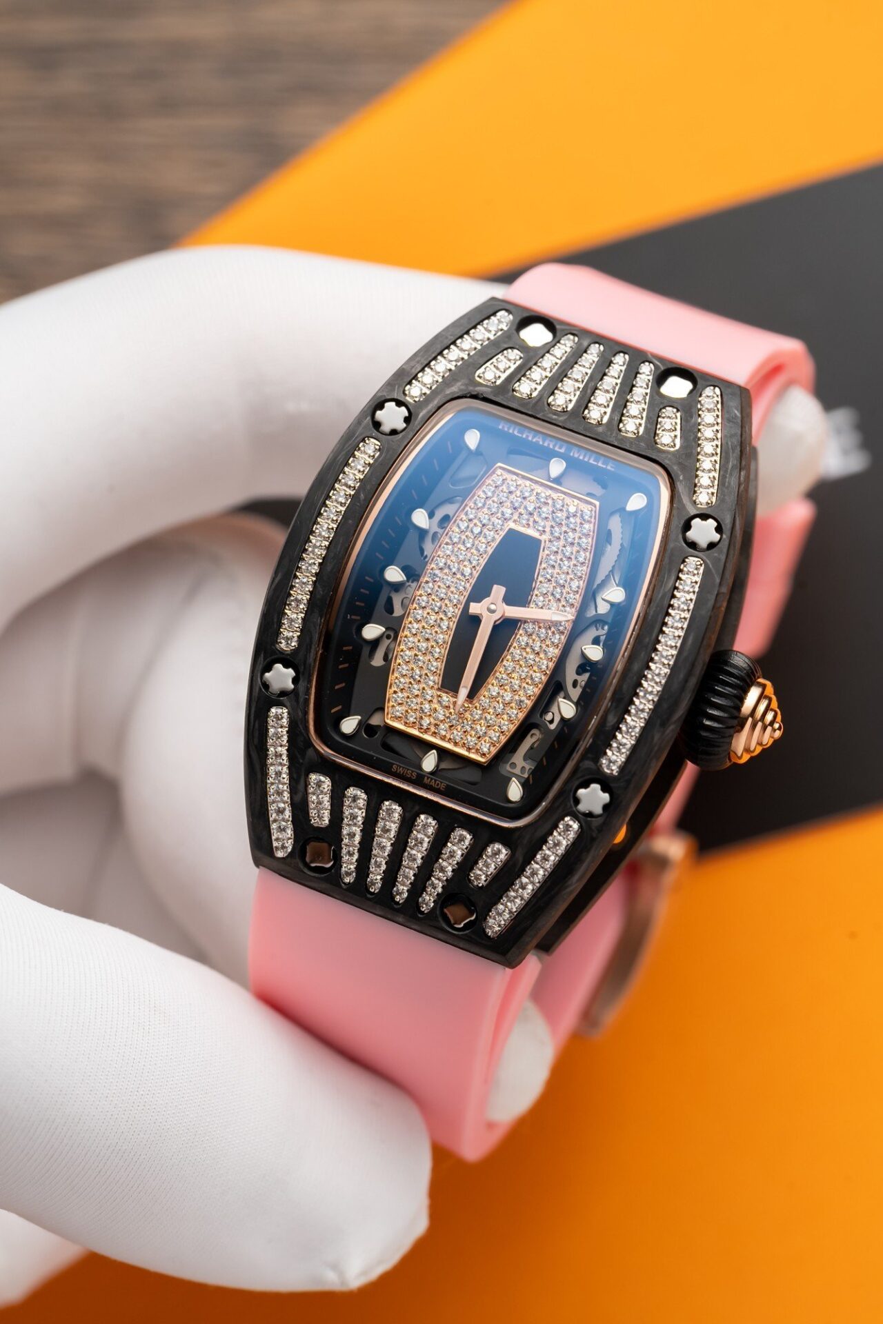 Richard Mille RM07-01 Replica Watch Carbon With Stone 36mm
