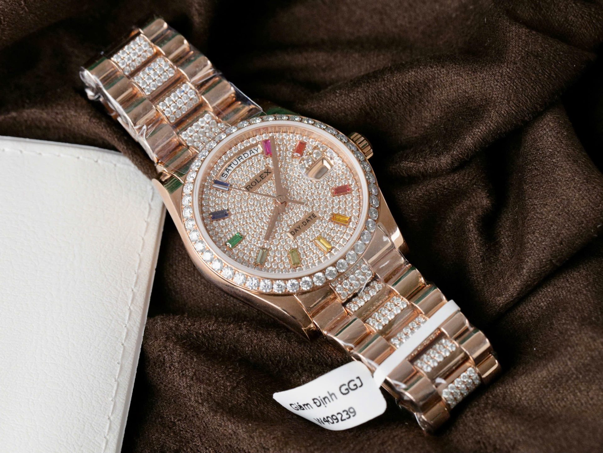 Rolex Day-Date 128395TBR Refined 18K Gold Wrapped   Moissanite Diamonds Best Replicas 36mm