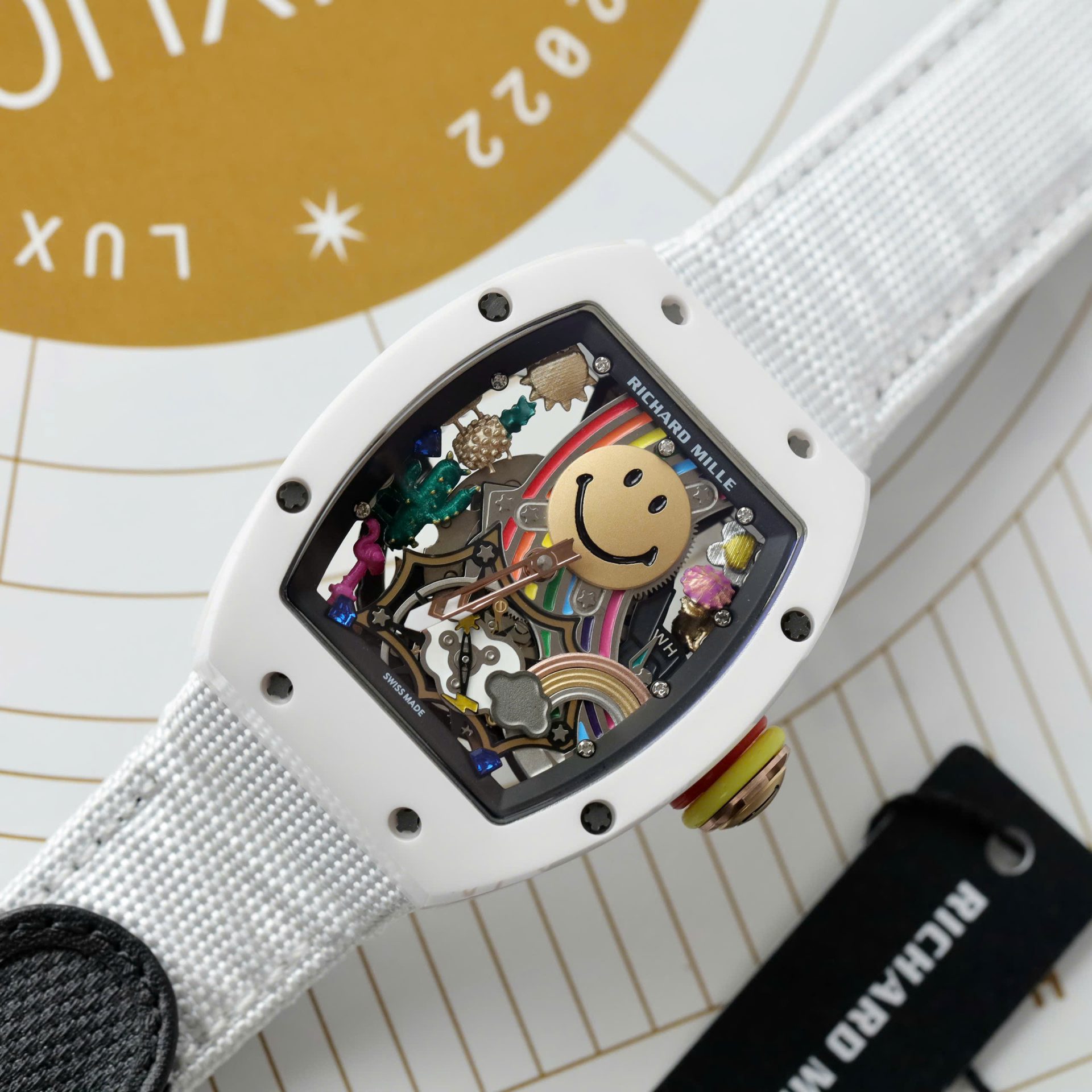 Richard Mille Best Fake Watch RM88 Smiley White Ceramic 42mm