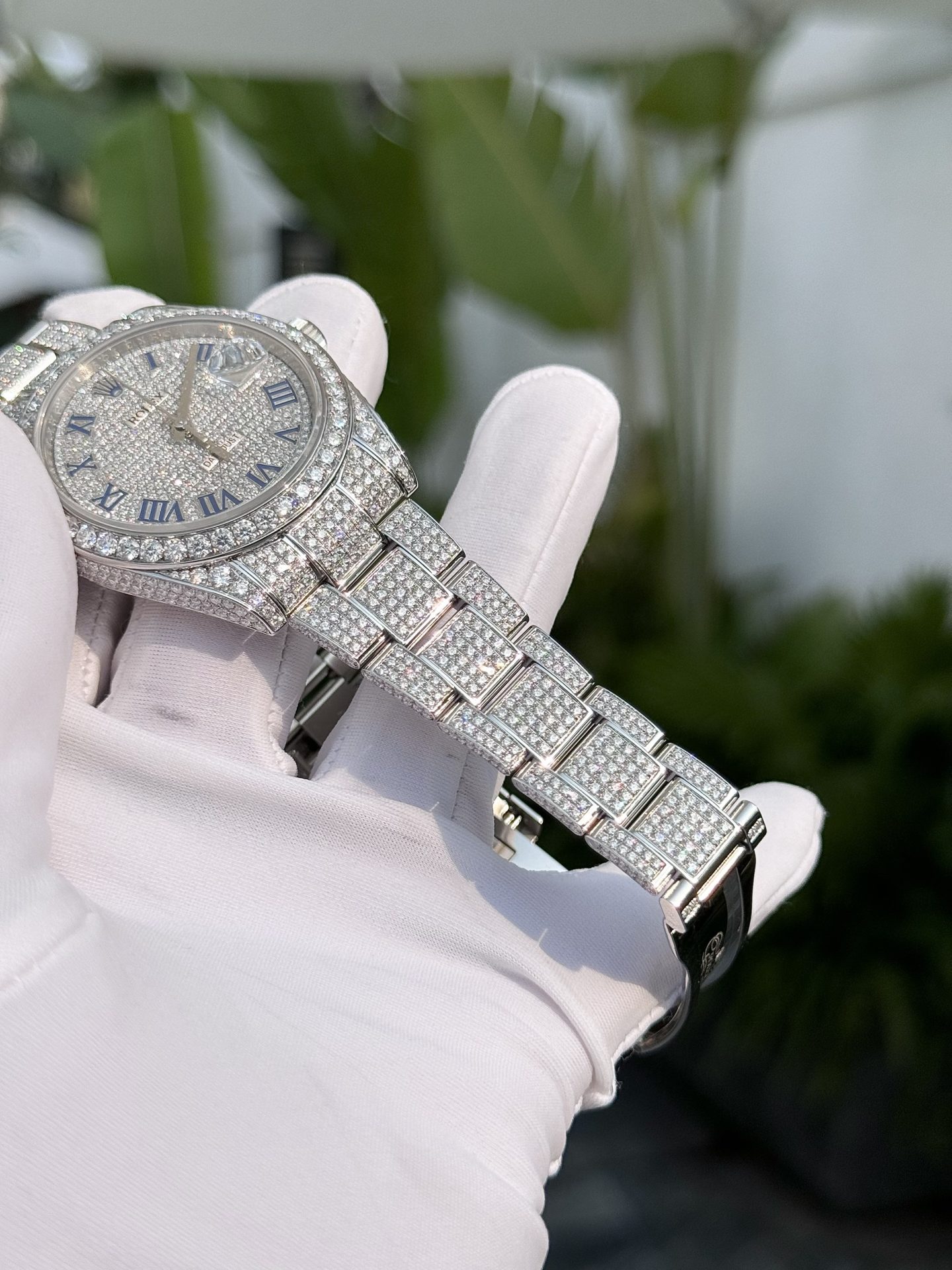 Rolex Best Replica Watch DateJust Full Moissanite Diamonds Custom 41mm