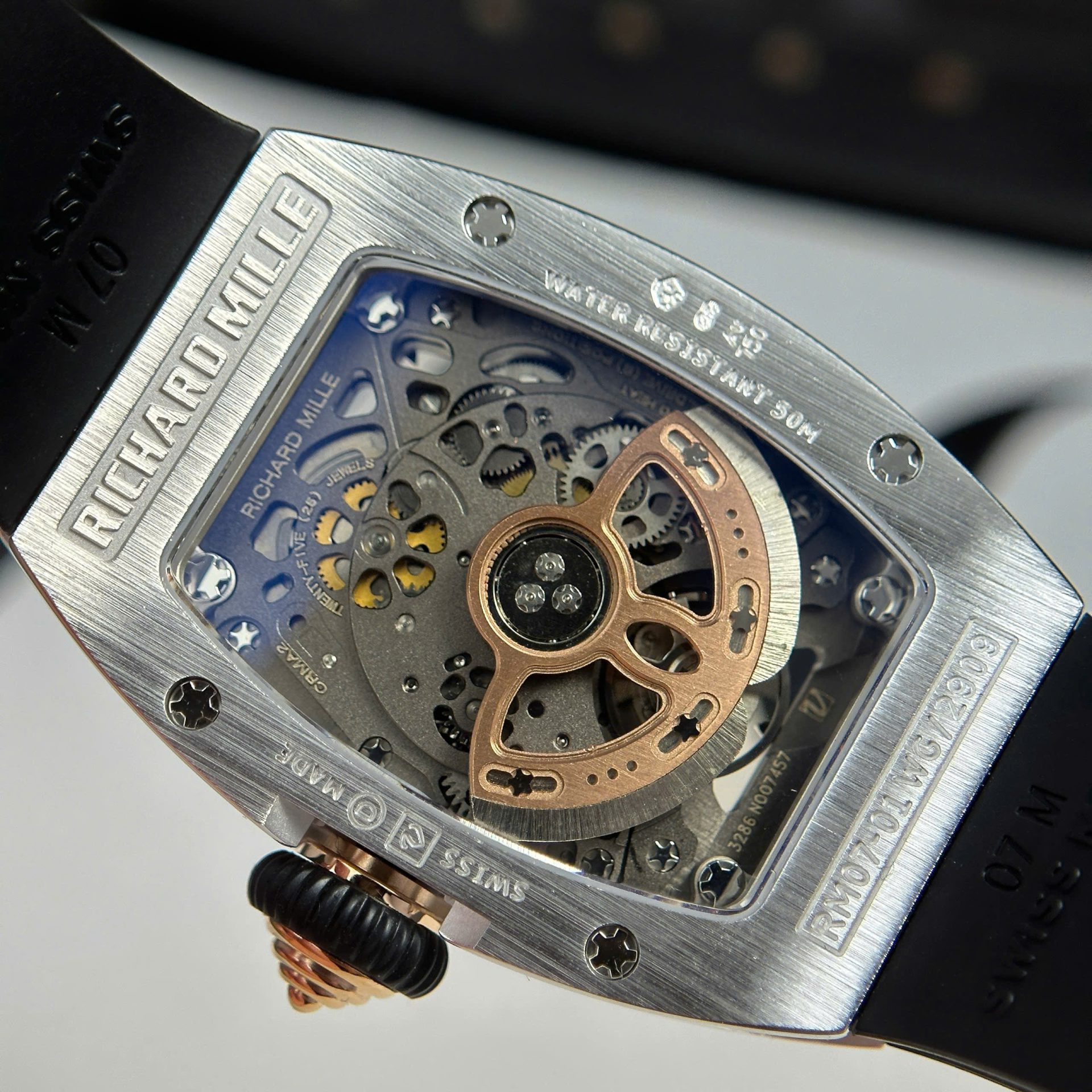Richard Mille RM07-01 Best Replica Watches Diamonds Black Rubber Strap ZF Factory 36mm