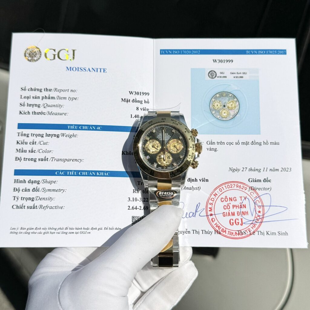 Rolex Cosmograph Daytona Replica Watch Mother Of Pearl   Moissanite Diamonds Dial 40mm