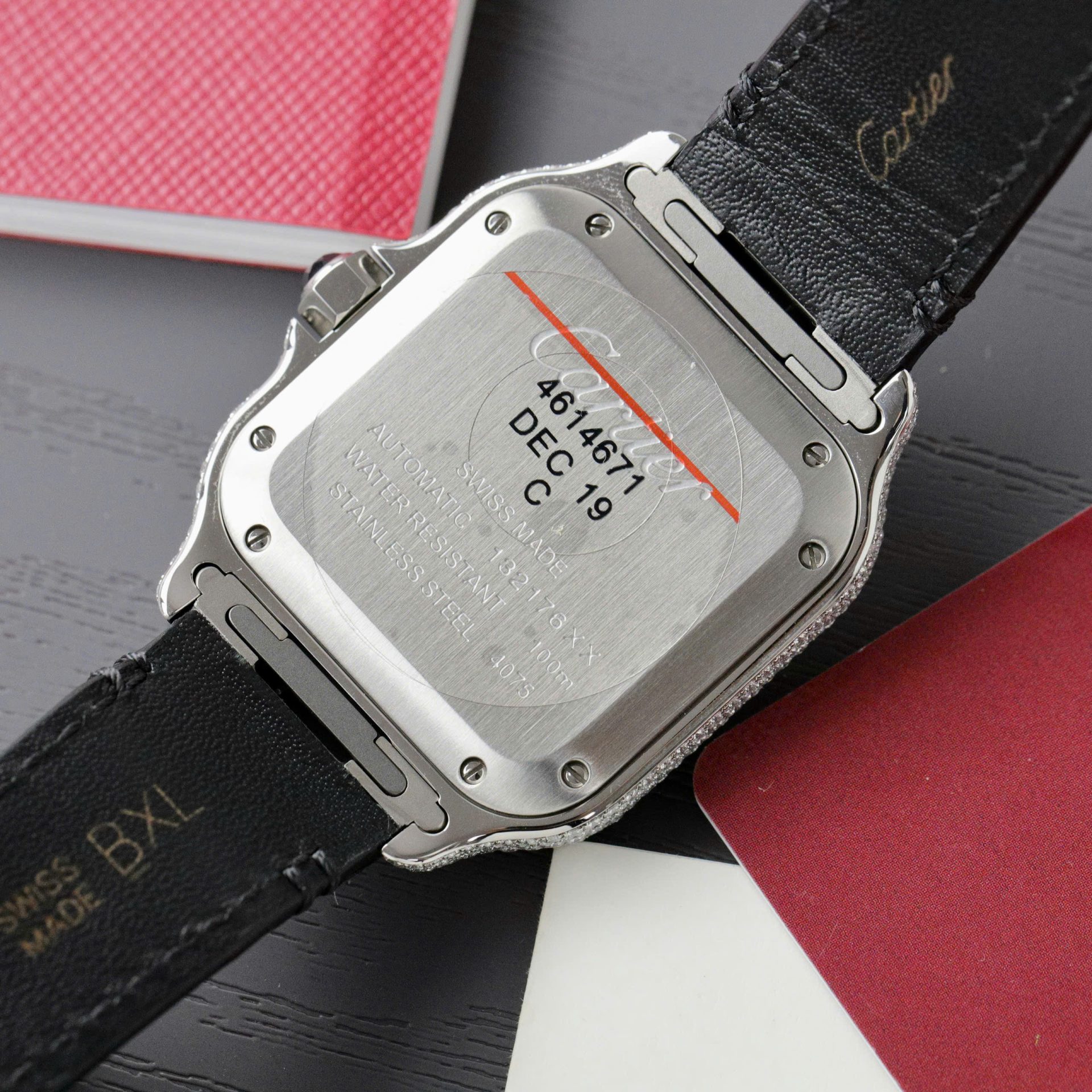 Cartier Santos Women Copies Watches Full Moissanite Diamonds Custom 35mm