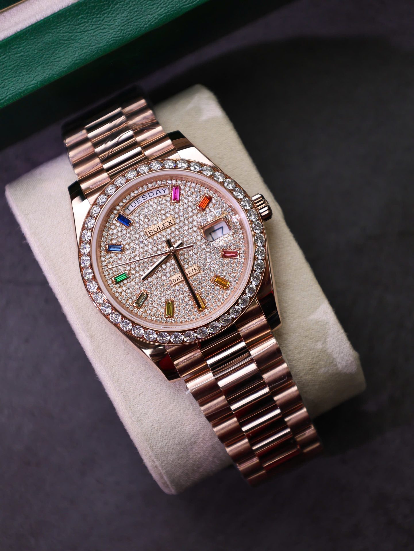 Rolex Day-Date Copies Watches Moissanite Diamonds + 18K Gold Wrapped Custom GM Factory 40mm